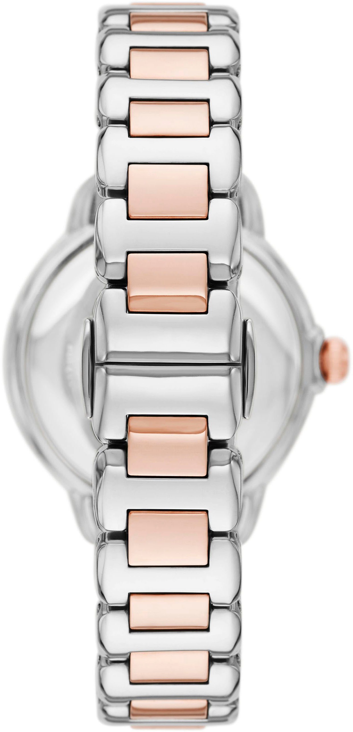 Emporio Armani Quarzuhr, Armbanduhr, Damenuhr, Edelstahlarmband, analog, Glassteine