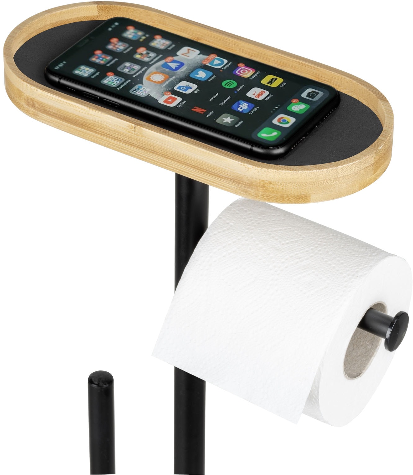 WENKO WC-Garnitur »Pomarolo« aus Bambus | Stahl