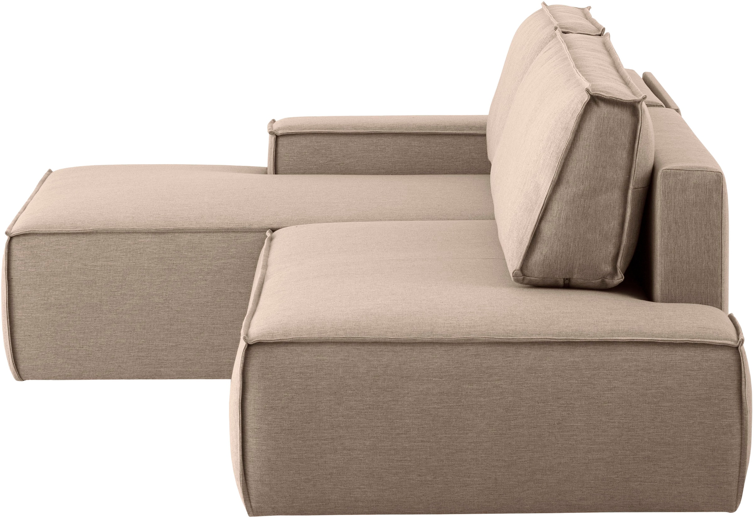 Home affaire Ecksofa »SHERWOOD, Schlafsofa in L-Form offen (275cm), Cord, Leinenoptik«, Schlaffunktion und Bettkasten, Kedernaht, hoher Sitz- & Liegekomfort