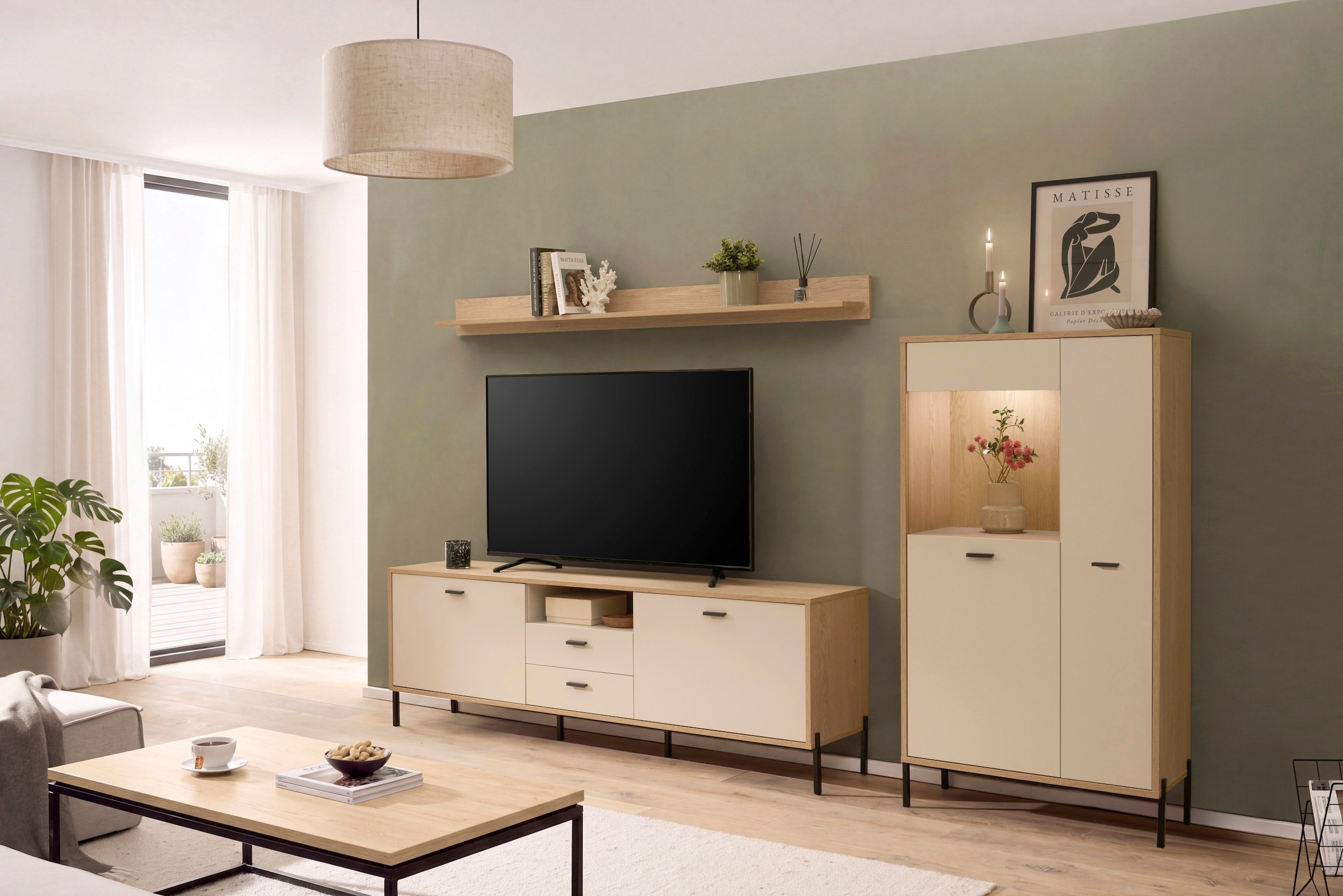 Home affaire Wohnwand »Fredericia, moderne Anbauwand, Komplettset in Kaschmir« Set, 3 Stk. tlg.