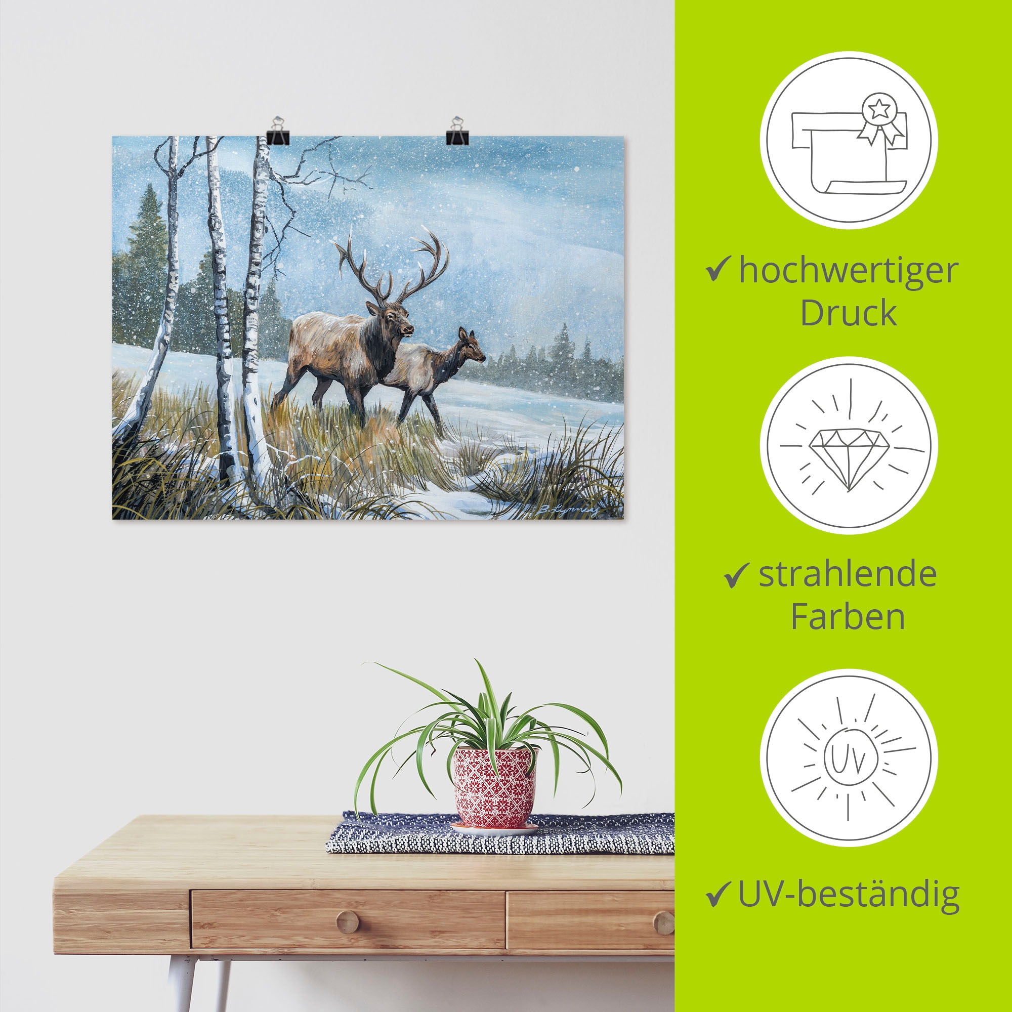 Artland Poster »Hirsch Reise IV«, Wildtiere, (1 St.), als Alubild, Leinwandbild, Wandaufkleber oder Poster in versch. Größen