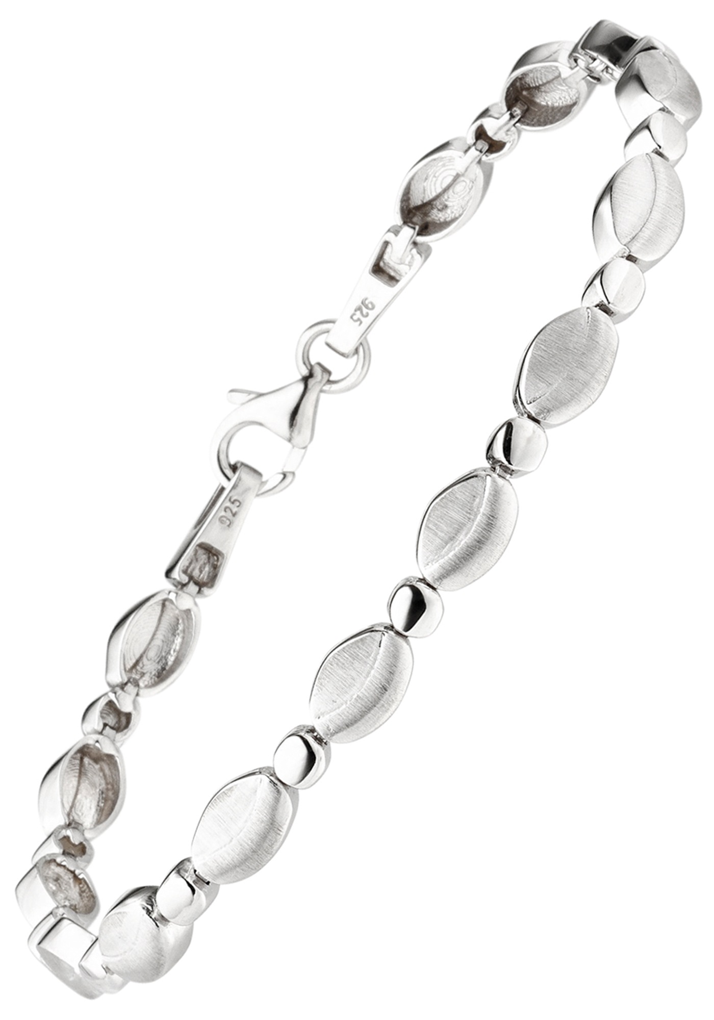Armband JOBO "Silberarmband teil matt", silber 925, Armbänder, Damen, 19cm, Silber 925 (Sterlingsilber), Armband, 925 Silber thodiniert 19 cm
