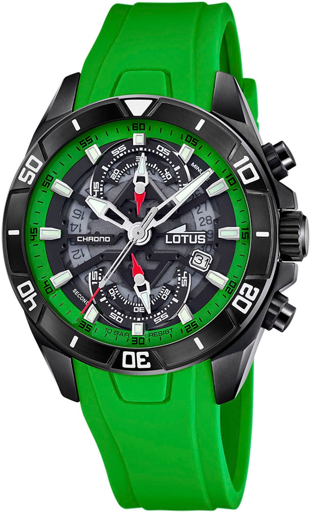 Lotus Chronograph »Vortex«, Quarzuhr, Armbanduhr, Herrenuhr, Tag, Stoppfunktion, Kautschukarmband