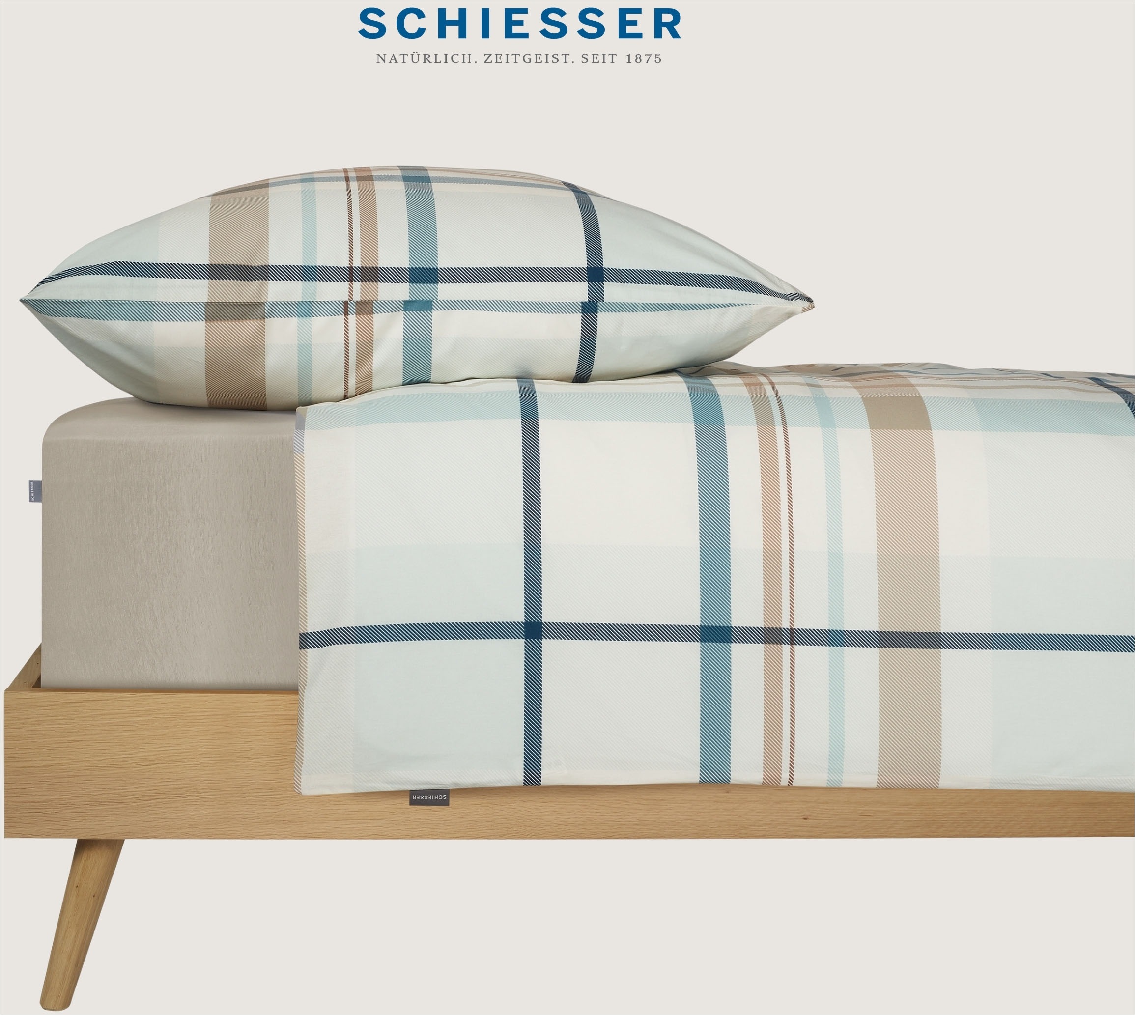 Schiesser Spannbettlaken Beige - SCHIESSER Home, Größe 180*200, 95 % Baumwolle, 5 % Elasthan