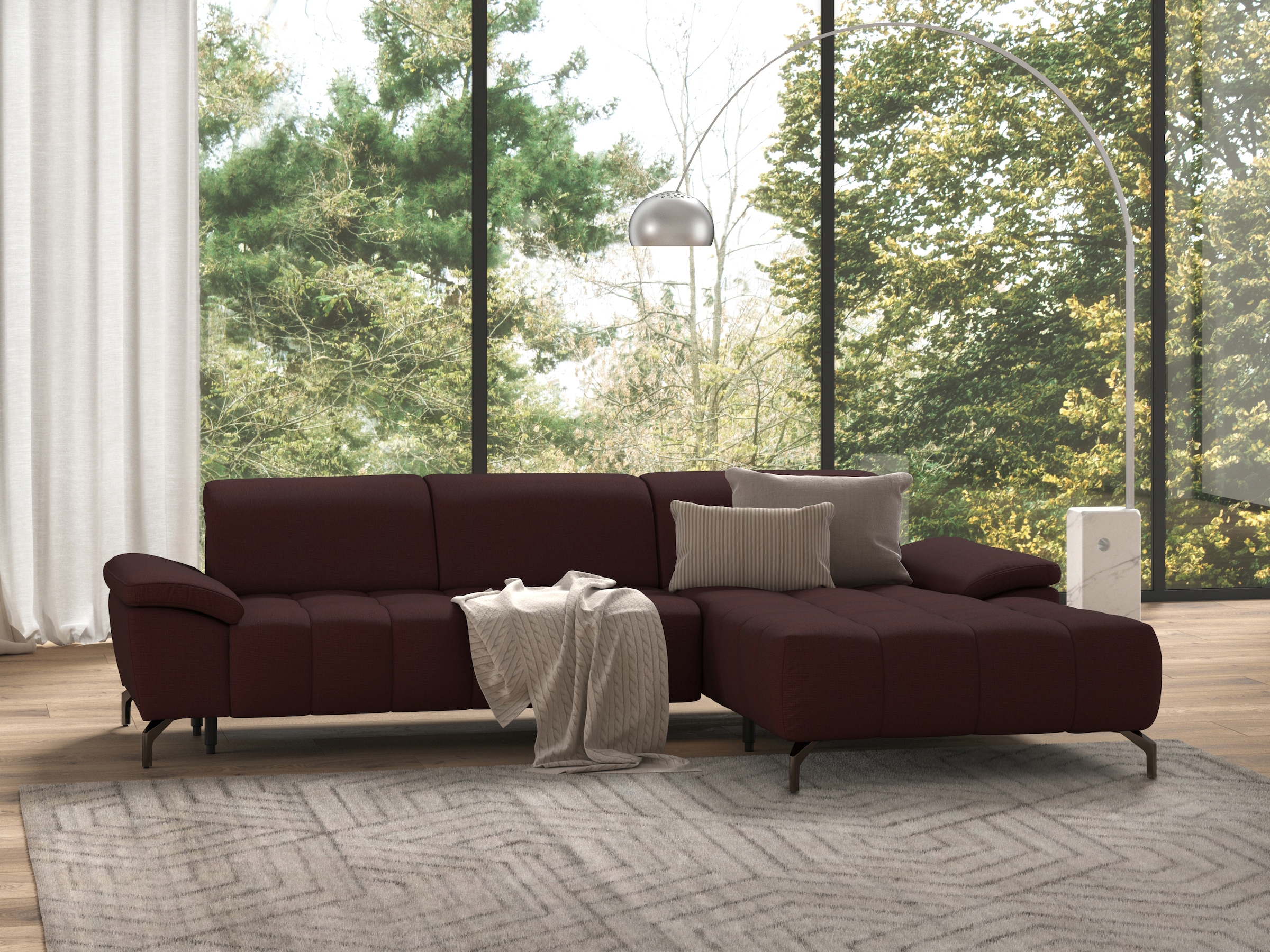 sit&more Ecksofa "Cool L-Form" wahlweise mit Kopfteilverstellung und Vorziehsitz, motorisch