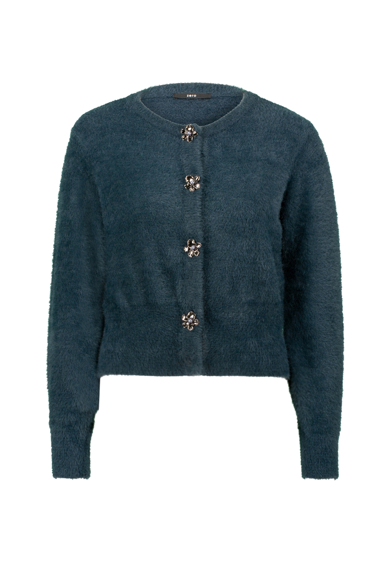 Zero Strickjacke »Damen mit Blumenknöpfen« 1 Stk. Knopfleiste