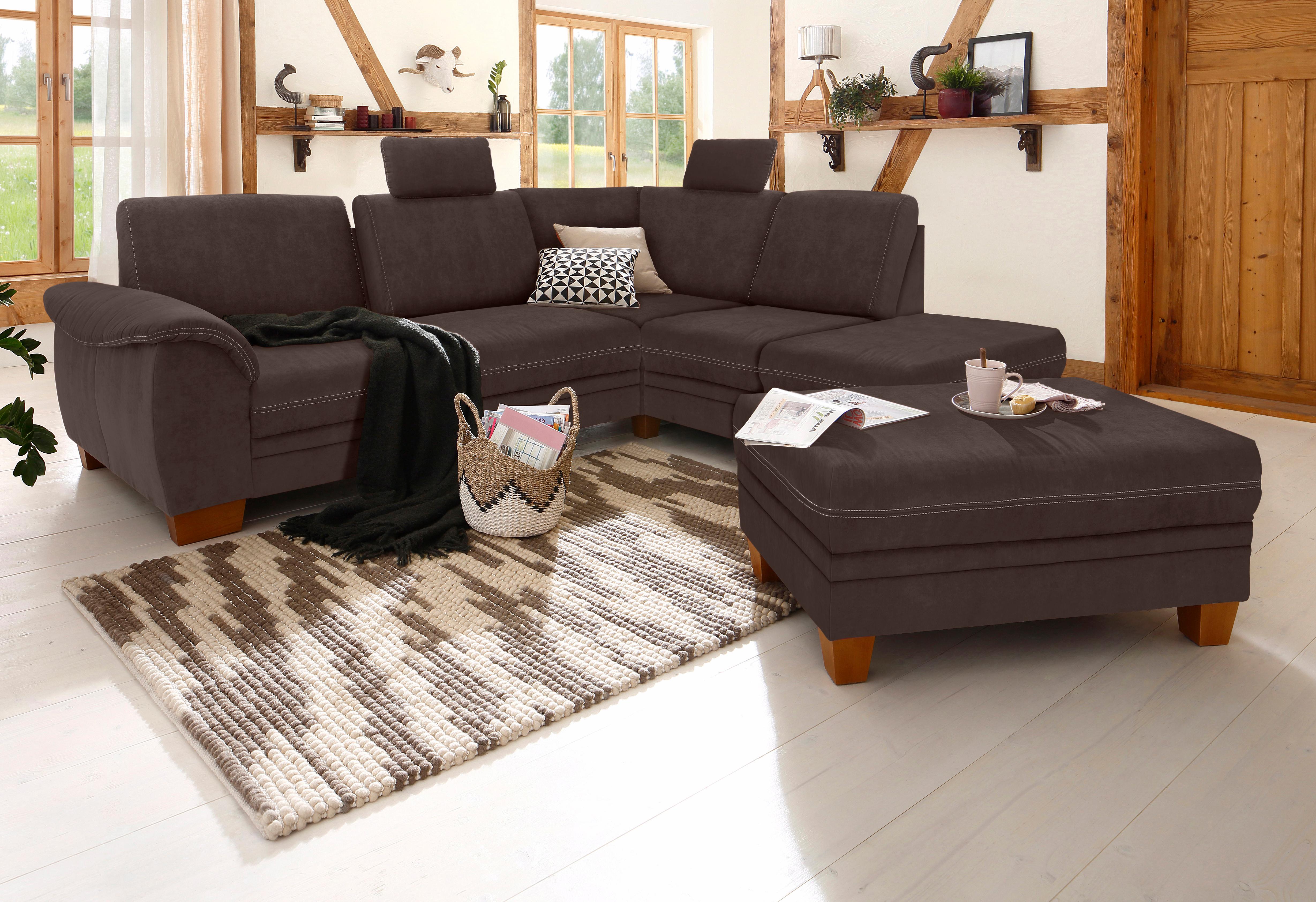 OTTO home Ecksofa "Husum L-Form" mit Sitztiefenverstellung, Federkern-Polsterung und Kontrastnaht