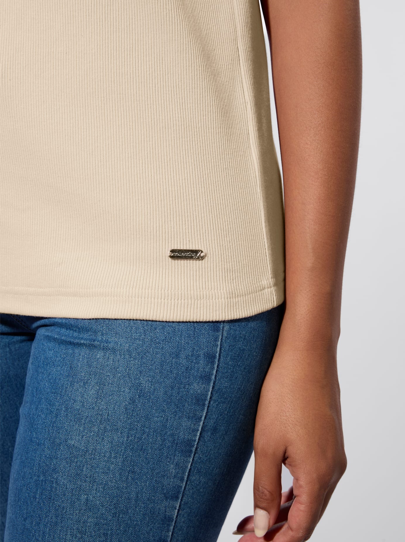 Stehkragenshirt CASUAL LOOKS "Stehkragen-Shirt", Damen, Gr. 48, elfenbein, 95% Baumwolle, 5% Elasthan, unifarben, Shirts Stehkragenshirt 3