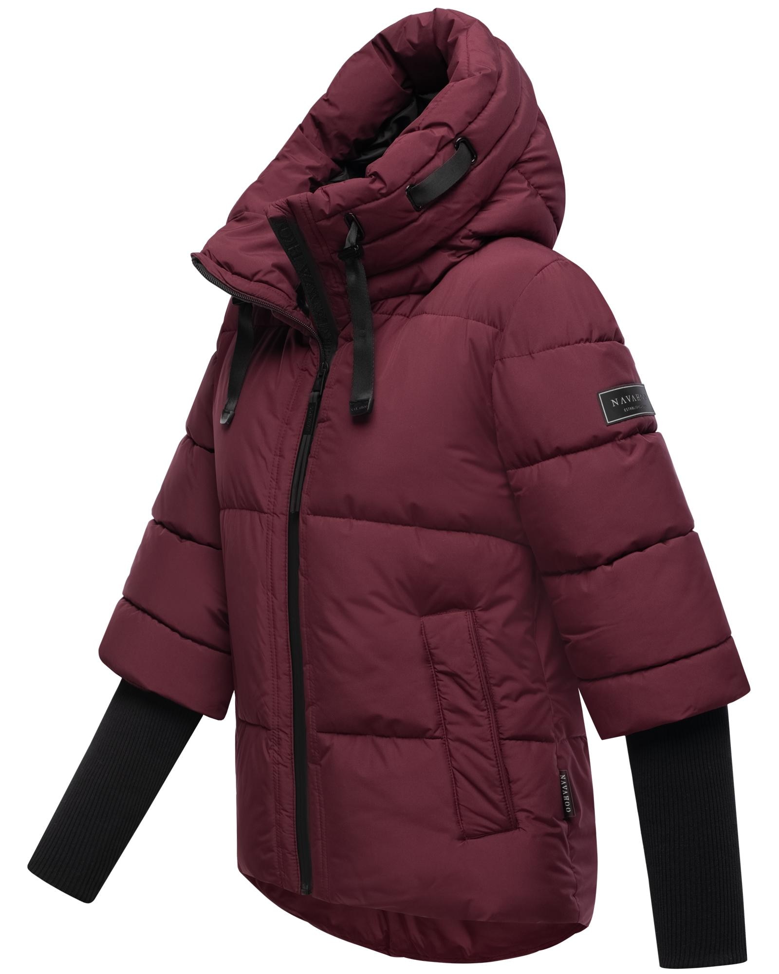 Navahoo Steppjacke »Lotusherz XIV«, mit Kapuze, Warme gesteppte Winterjacke mit Rippstrickärmeln