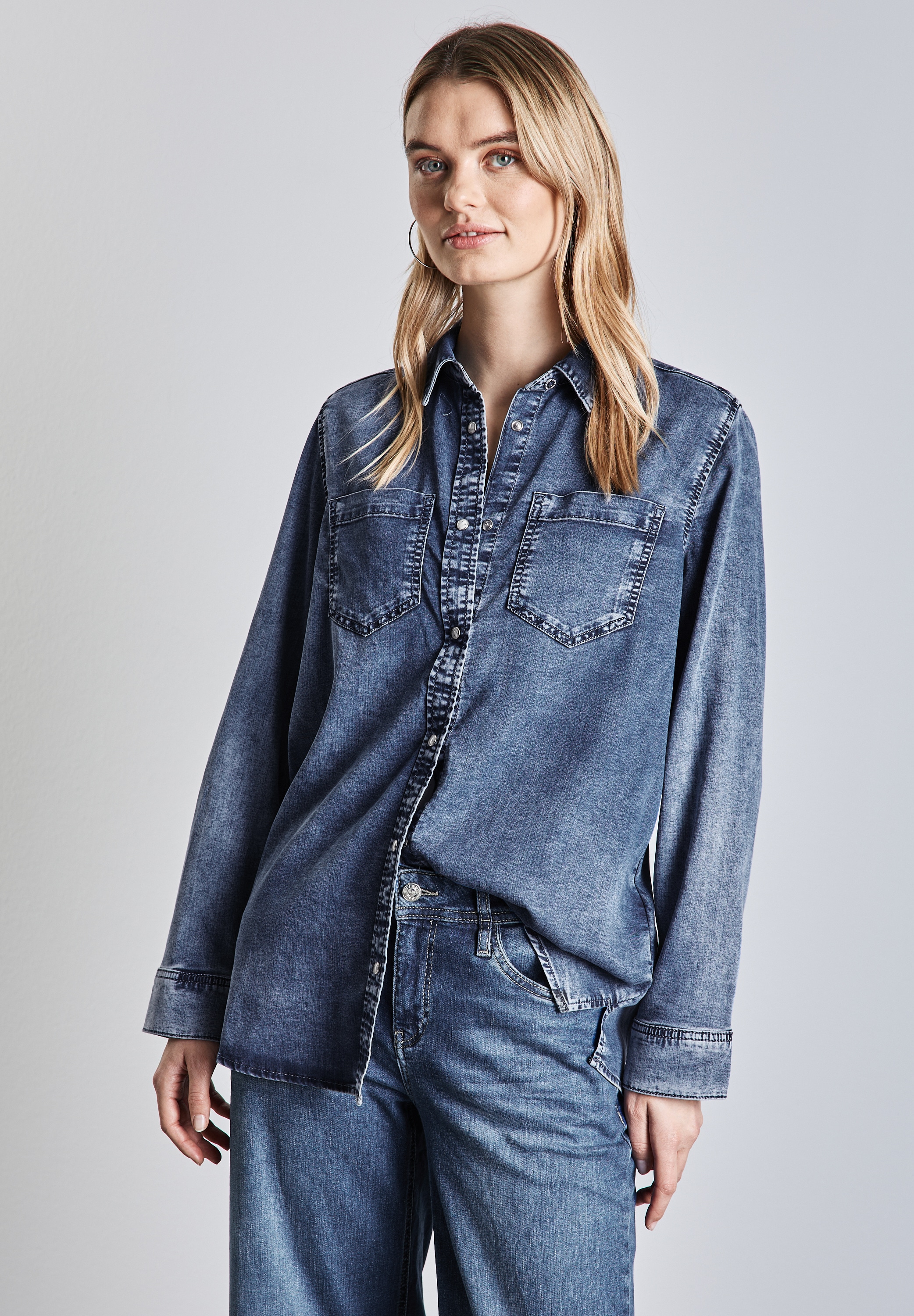 STREET ONE Jeansbluse su Knopfleiste