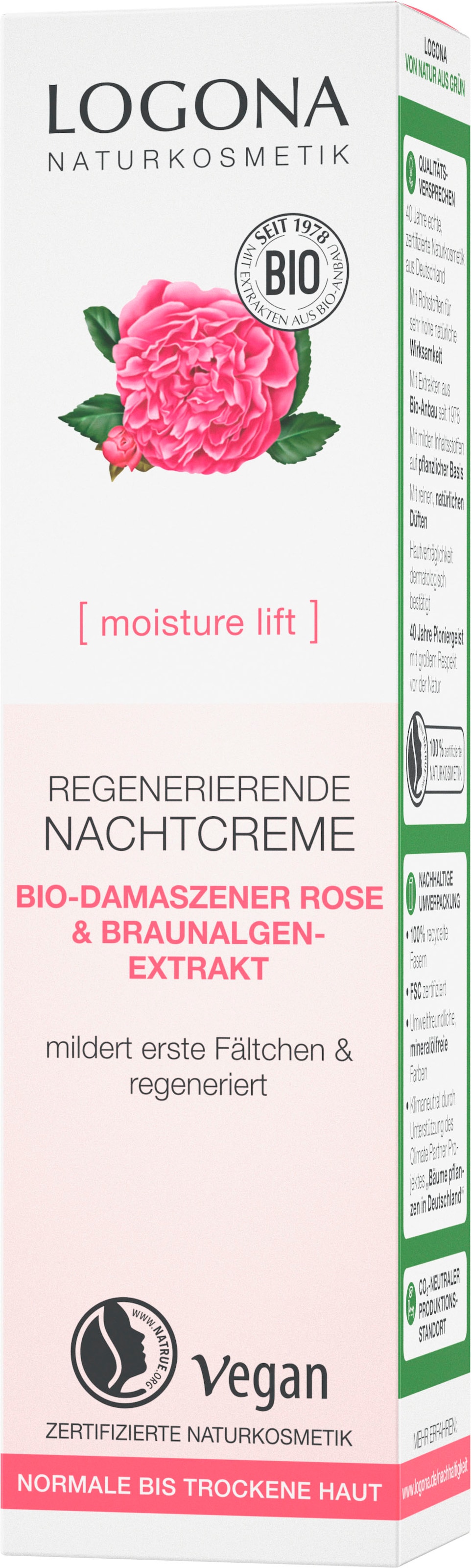 LOGONA Nachtcreme »Logona moisture | online bestellen BAUR lift«