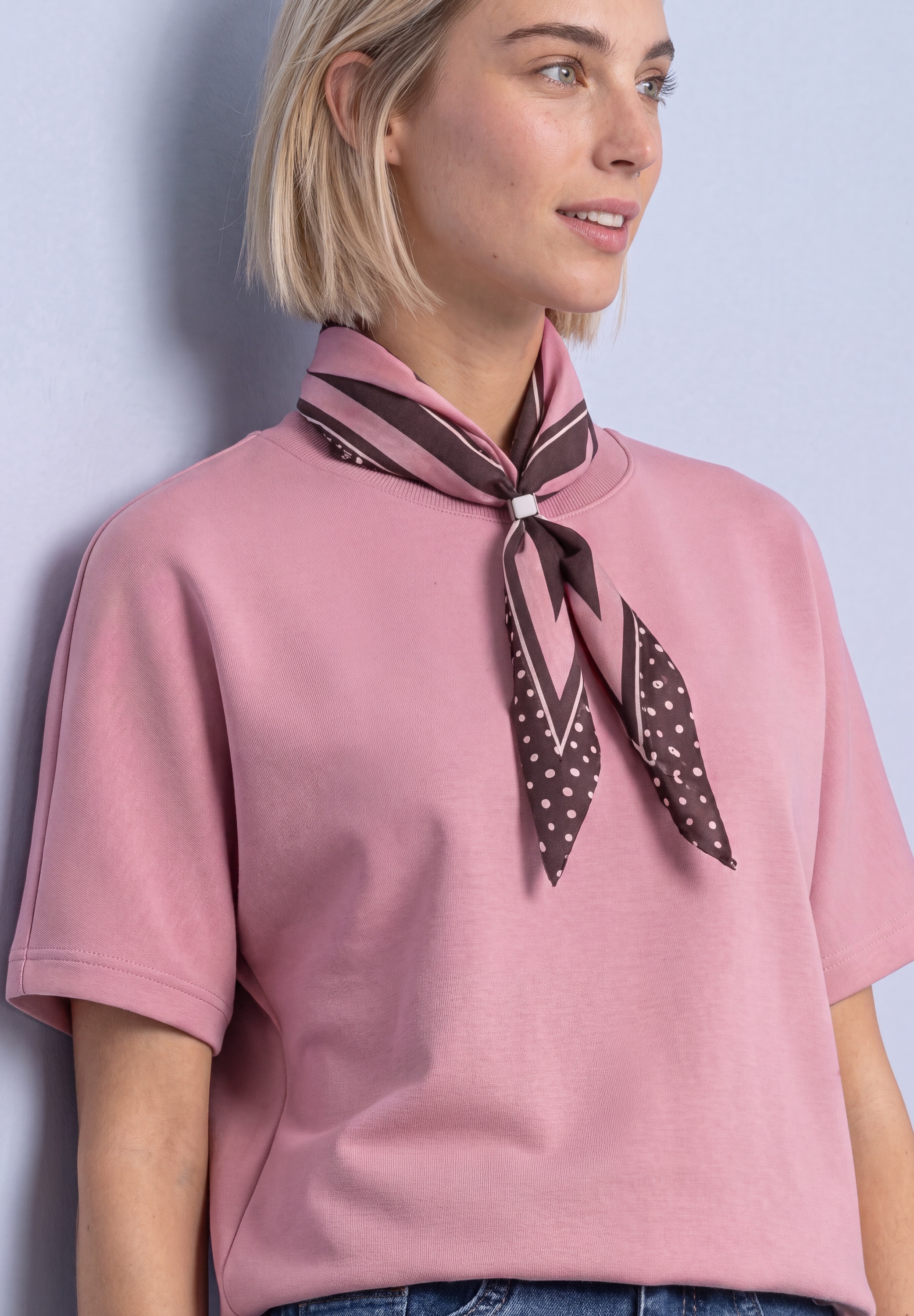 STREET ONE T-Shirt mit Tunnelzug am Saum, im Silk-Look