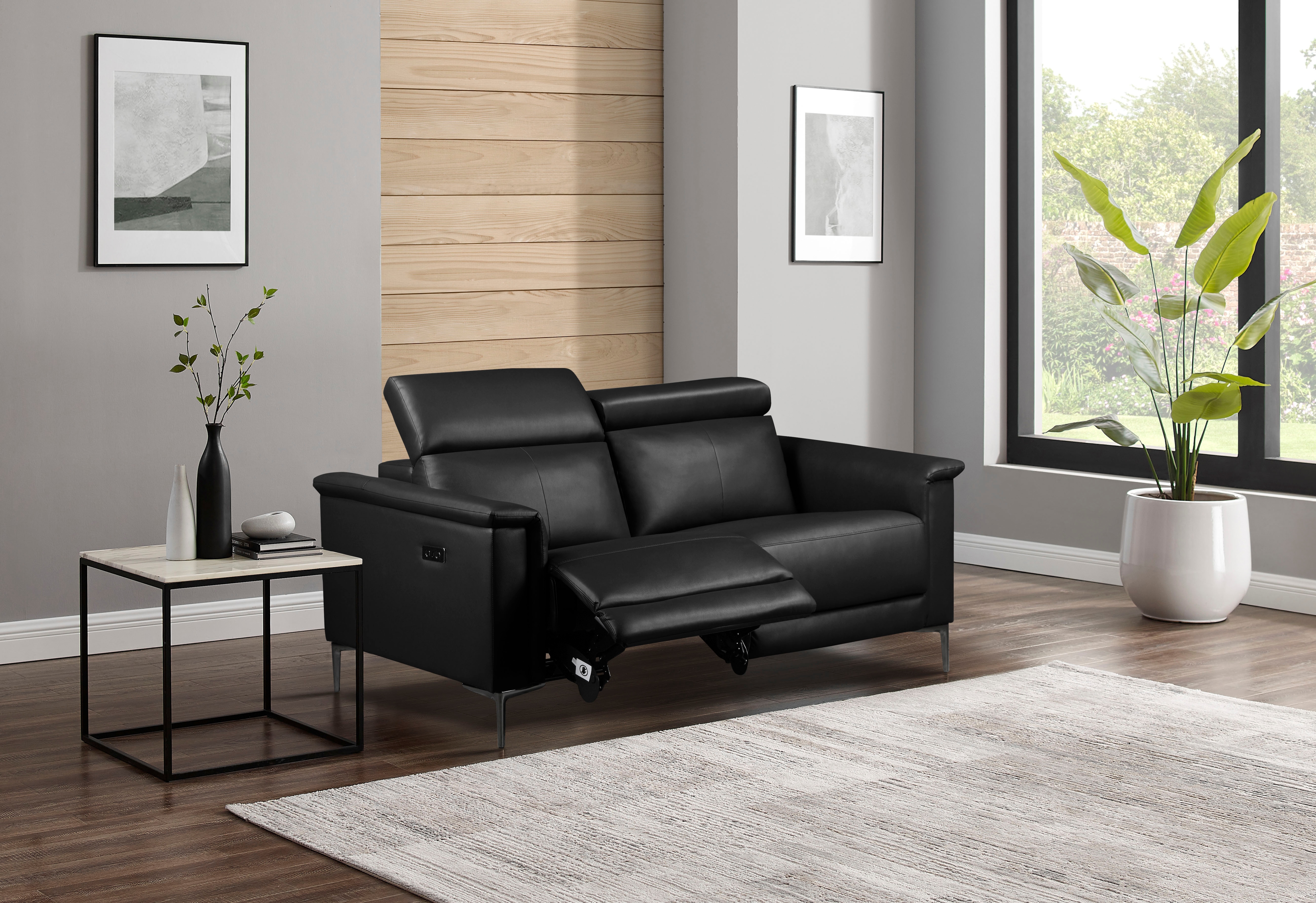 OTTO home 2-Sitzer "LUND Lederoptik, 160 cm, mit Relaxfunktion und Kopfteilverstellung" manuell od. elektrisch (m.USB-A), Federkern und Kopfteilverstellung