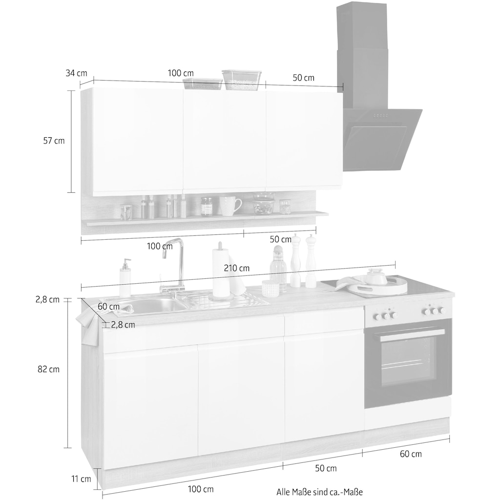 Kochstation Küche »KS-Virginia«, Breite 210 cm, mit oder ohne E-Geräte