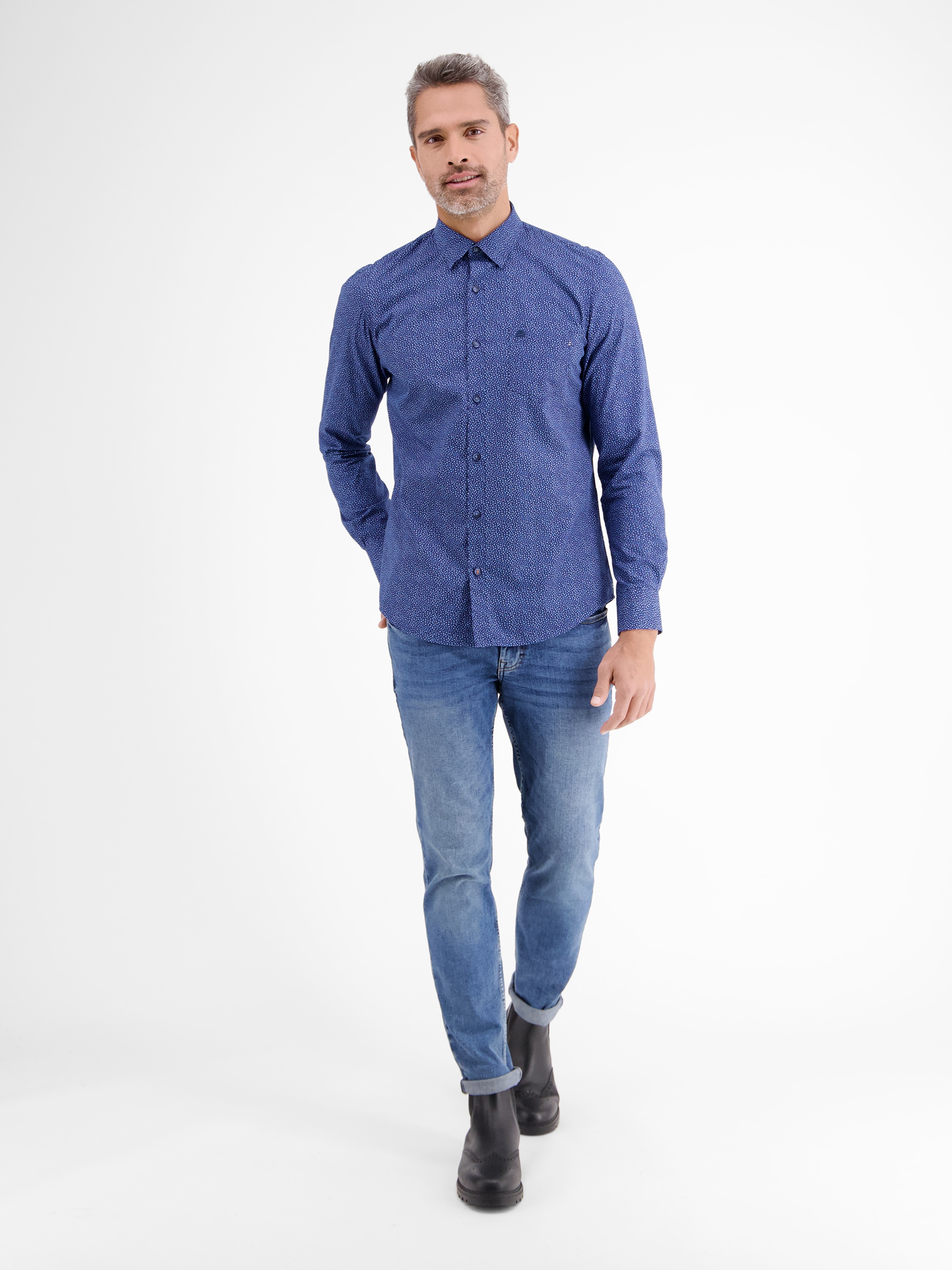 LERROS Langarmhemd »LERROS Poplinhemd mit Mikro-Alloverprint« SV9365