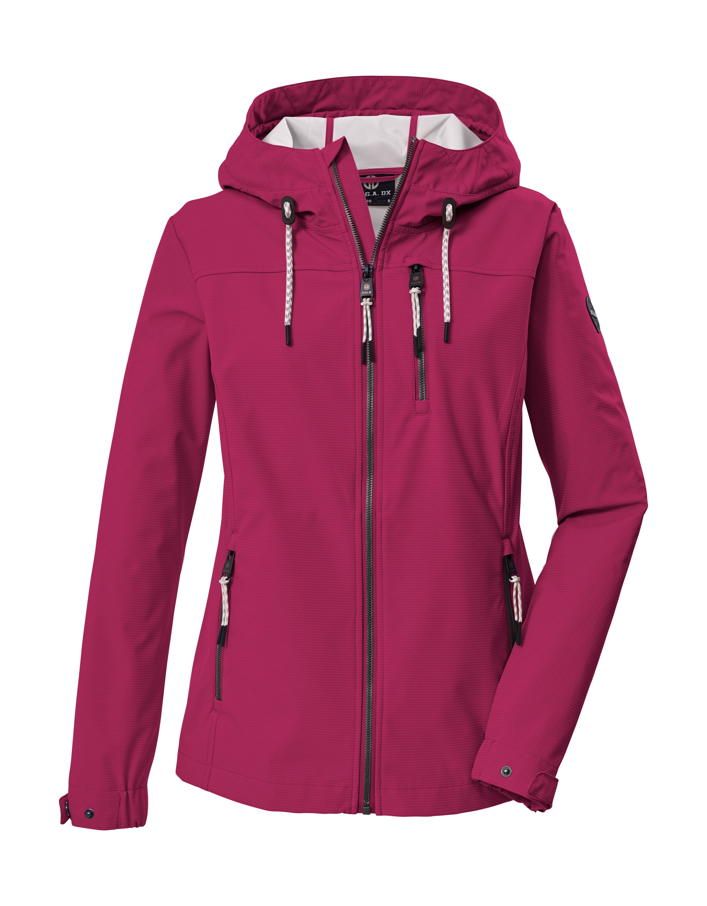 Softshelljacke "GS 111 WMN SFTSHLL JCKT", Damen, Gr. 38, himbeere, Oberseite: 100% Polyester;Rückseite: 100% Polyester;Futter: 100% Polyester, G.I.G.A. DX BY KILLTEC, Jacken Softshelljacke, Atmungsaktive, wasserabweisende Damenjacke mit verstellbarer Kapu