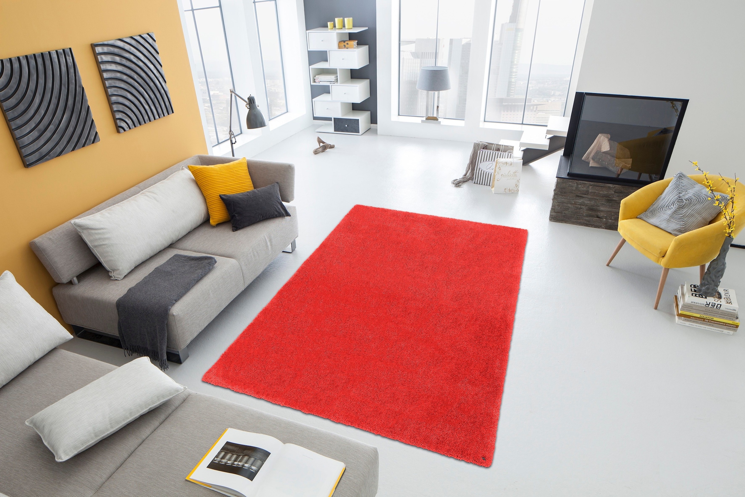 TOM TAILOR HOME Hochflor-Teppich »Soft«, rechteckig, 35 mm Höhe, handgetuftet, Uni-Farben, super weich und flauschig