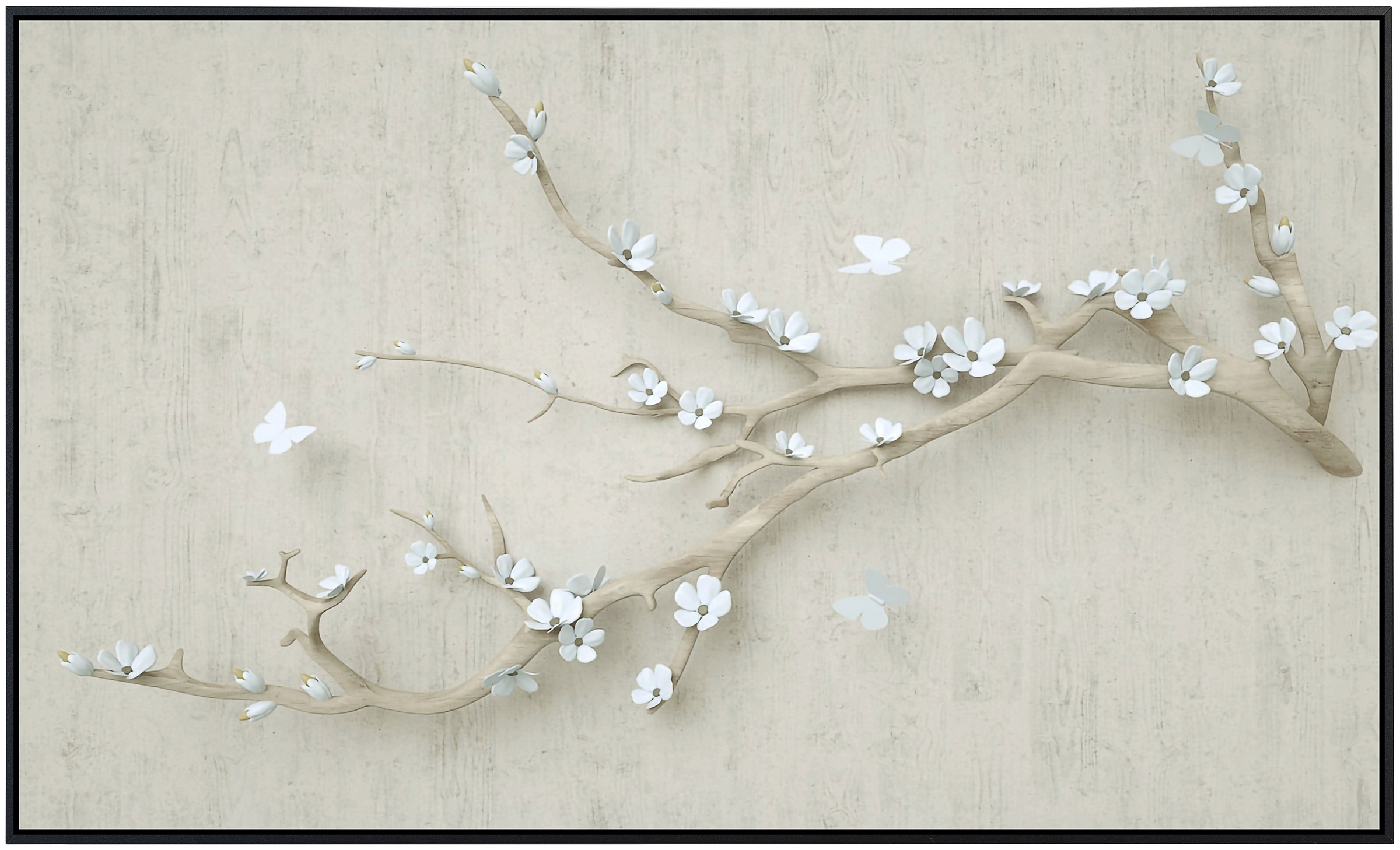 Papermoon Infrarotheizung »Blumen mit Schmetterlingen weiß«, sehr angenehme Strahlungswärme