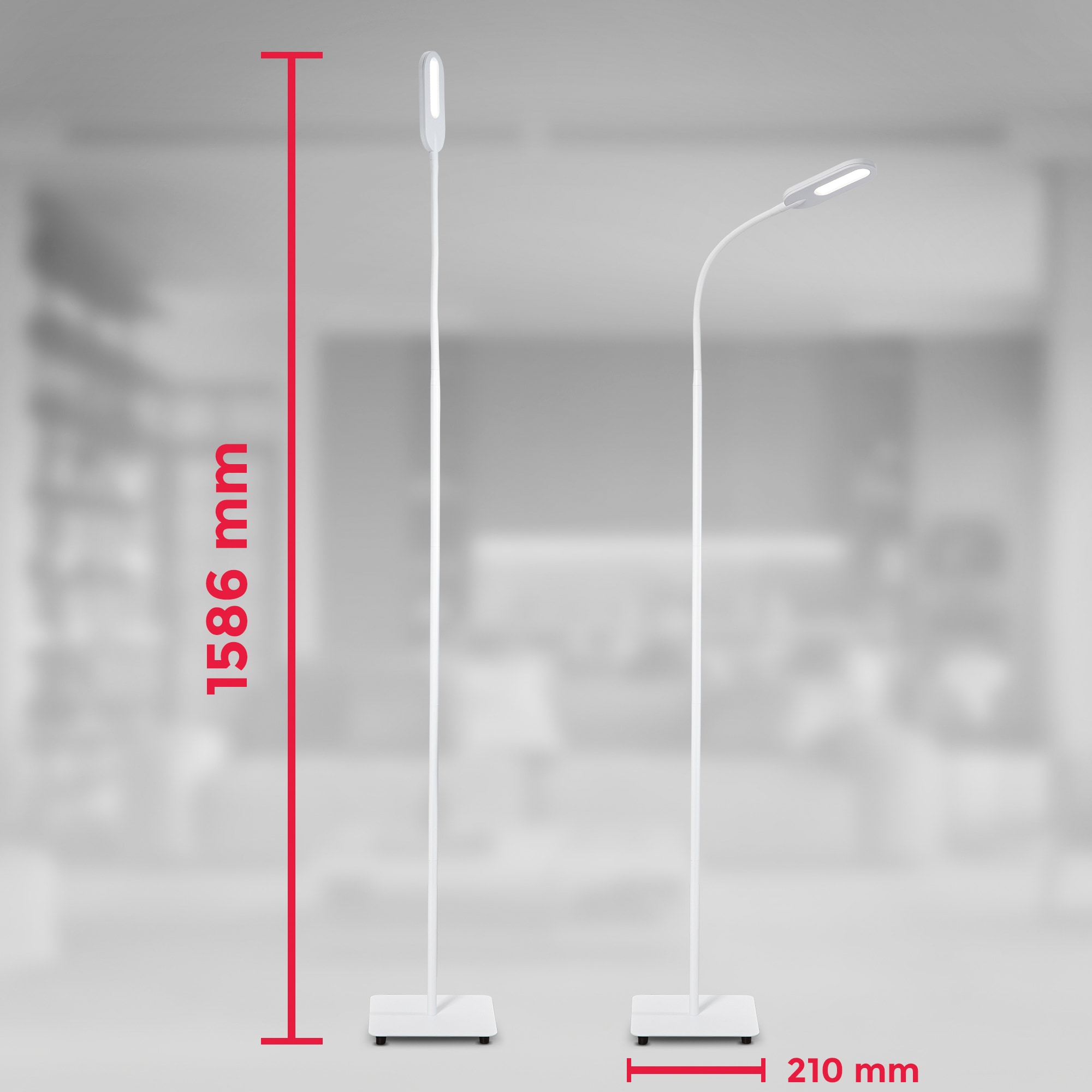 B.K.Licht Stehlampe,1 x LED-Platine 8 Watt, 600lm, Farbtemperatur einstellbar 3.000K / 4.000K / 6.000K über Touchschalter