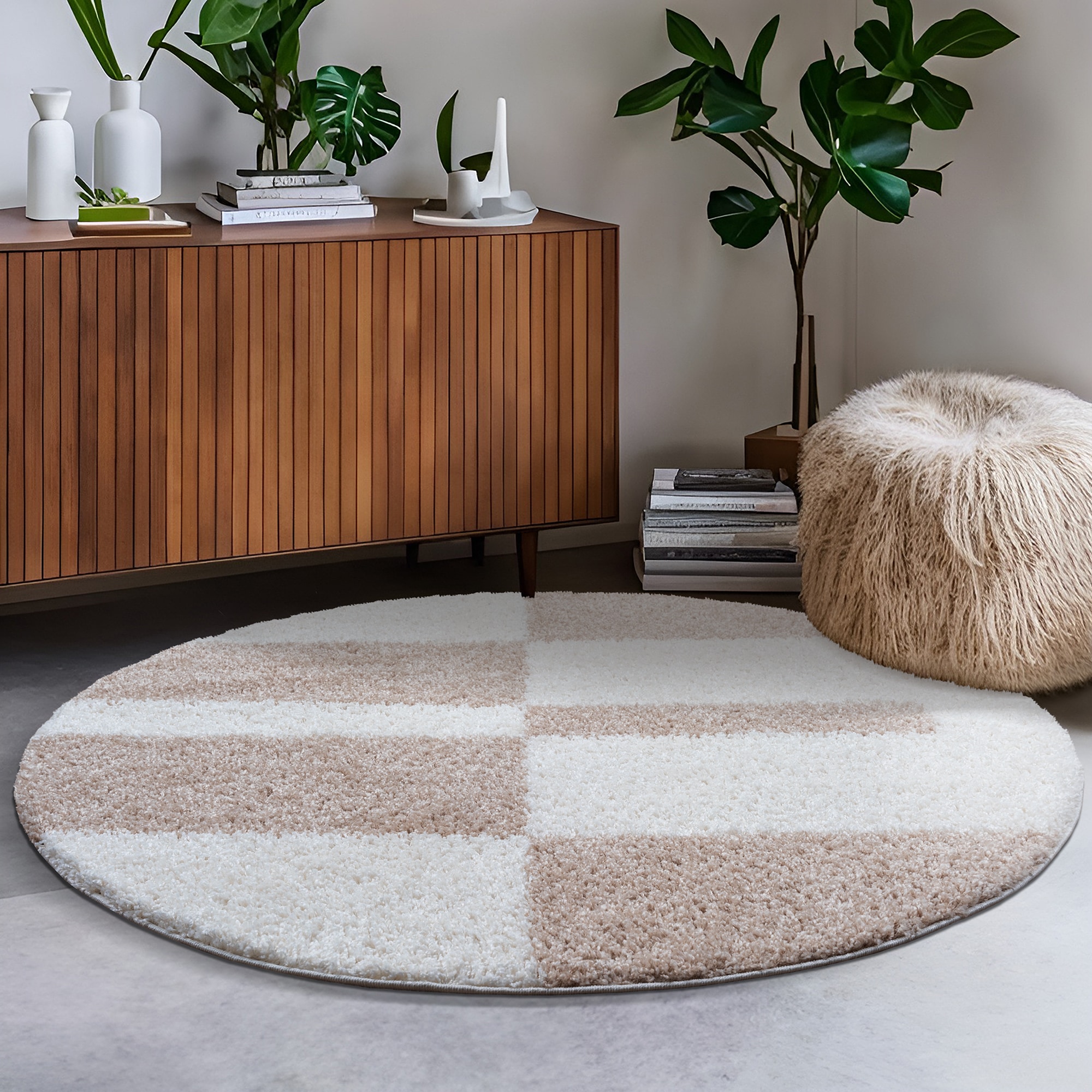 Sanat Hochflor-Teppich "Milano 1254, auch als Läufer und in Rund" rund 30 mm Höhe Langflor, Shaggy, Wohnzimmer, Schlafzimmer, fußbodenheizungsgeeignet
