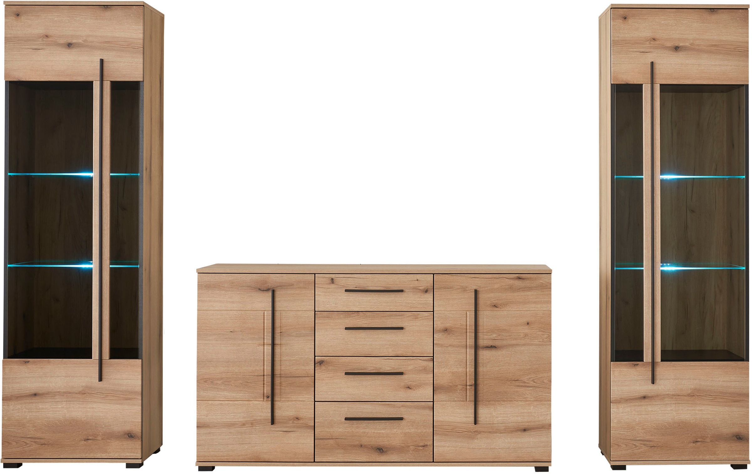 INOSIGN Wohnwand "Cantara, moderne Anbauwand, Wohnzimmer-Set, in Eiche Evok günstig online kaufen