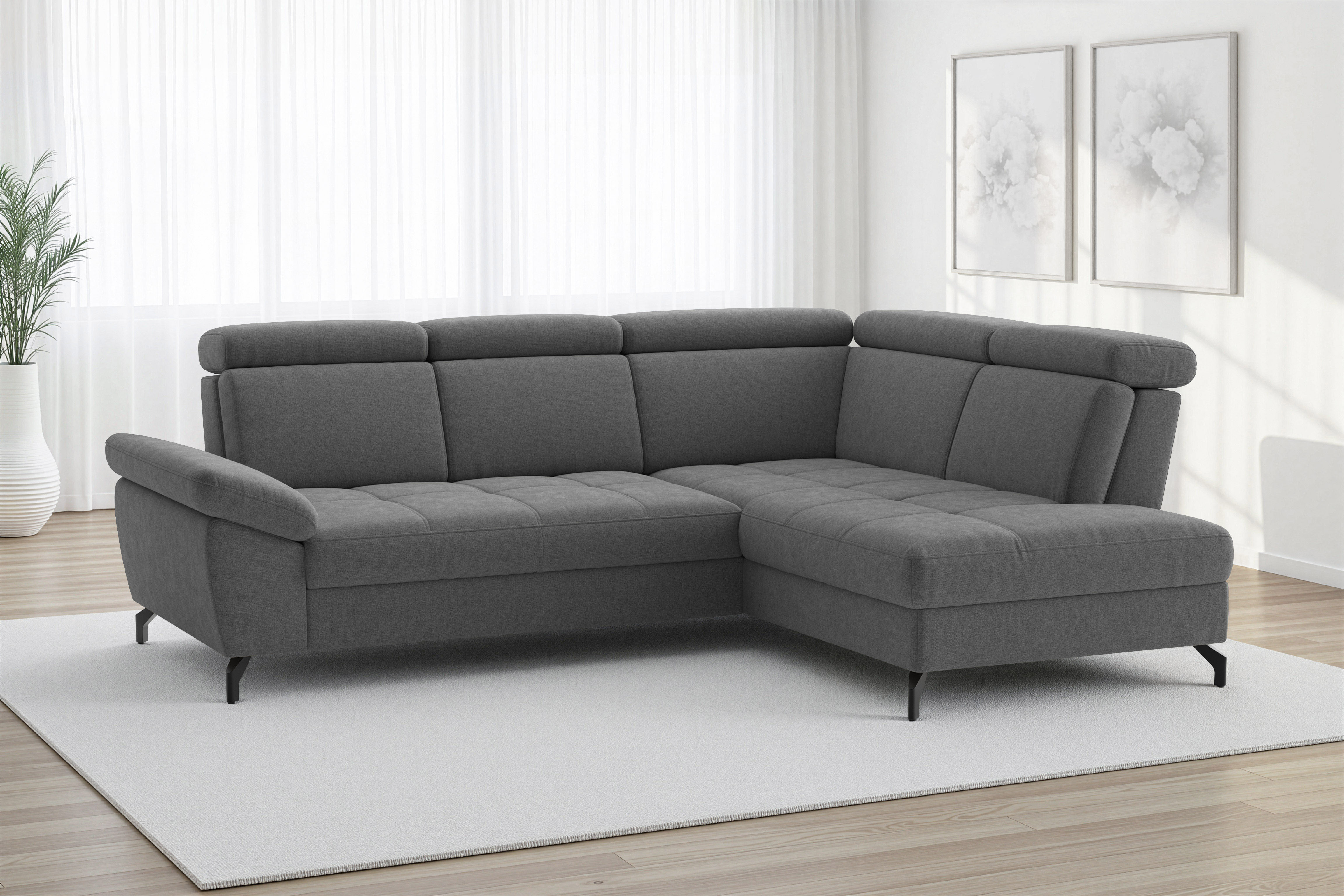 sit&more Ecksofa "Vanity; L-Form, B. 254 cm" Inkl.Sitz-,Kopf-und Armteilverstellung
