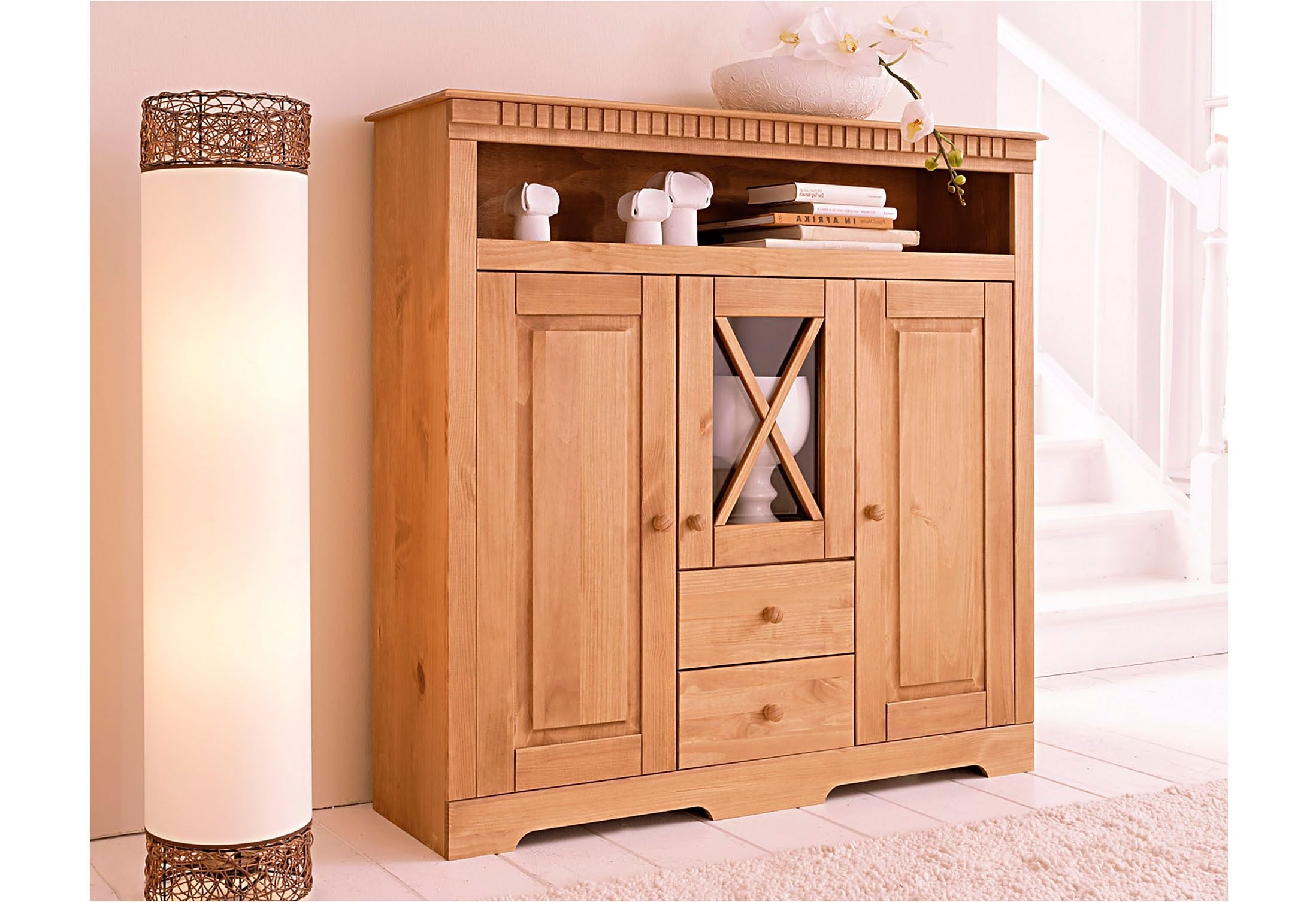 OTTO home Highboard "Lisa" Stauraumschrank aus massivem Kiefernholz, mit de günstig online kaufen