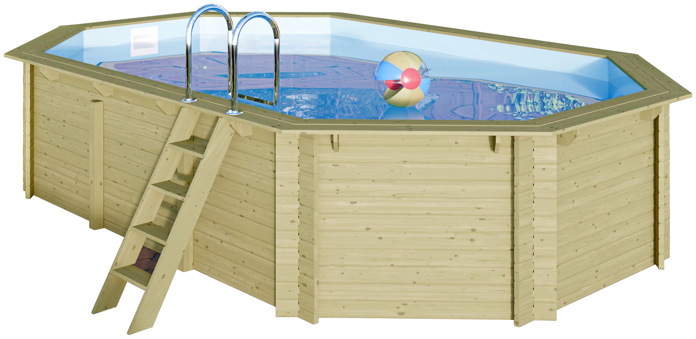 KARIBU Achtformpool, braun, 19000 l, BxH: 358x124 cm