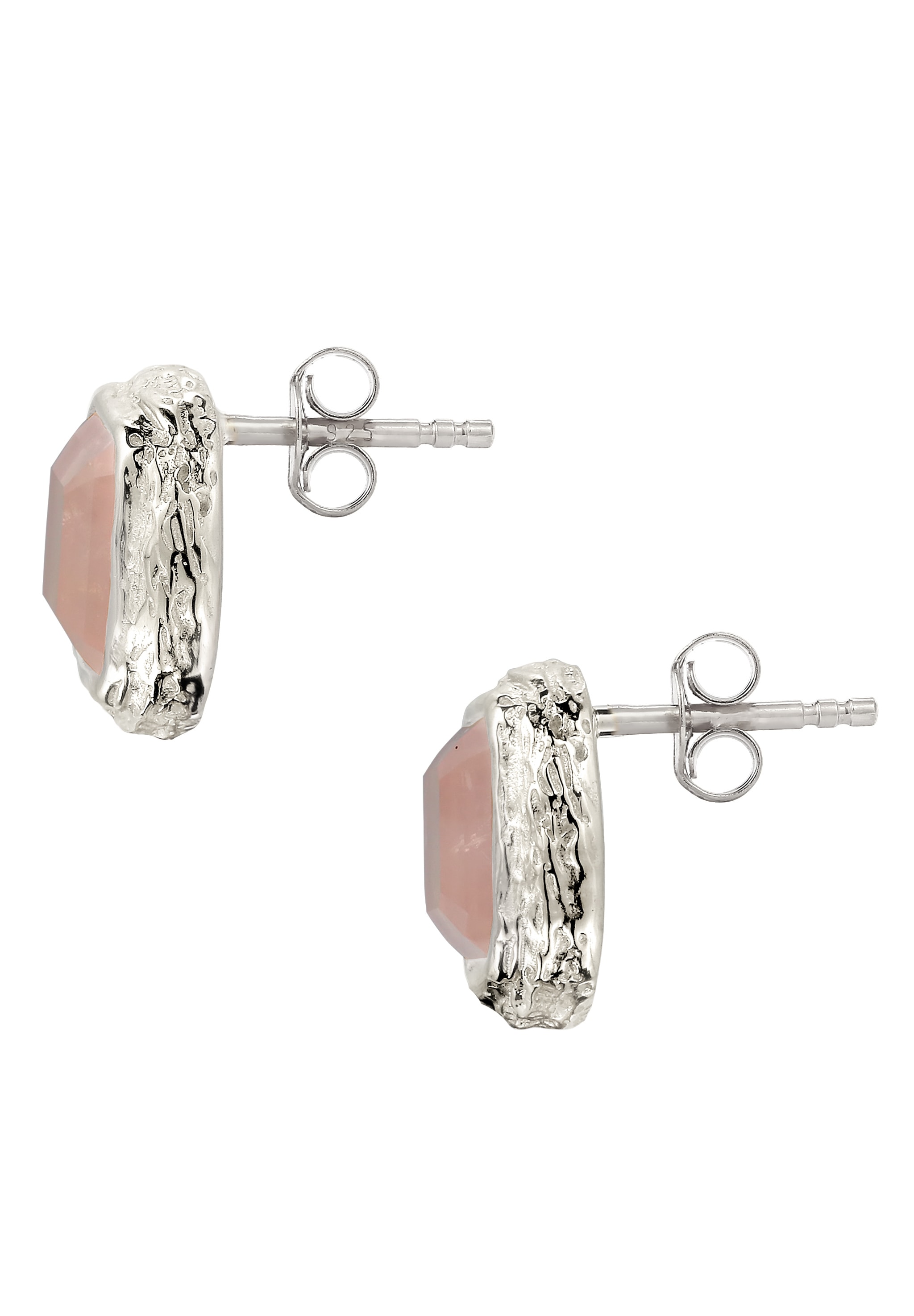 HAZE & GLORY Paar Ohrstecker »Ohrringe Ohrstecker Quadrat Quarz Rosa 925 Sterling Silber«