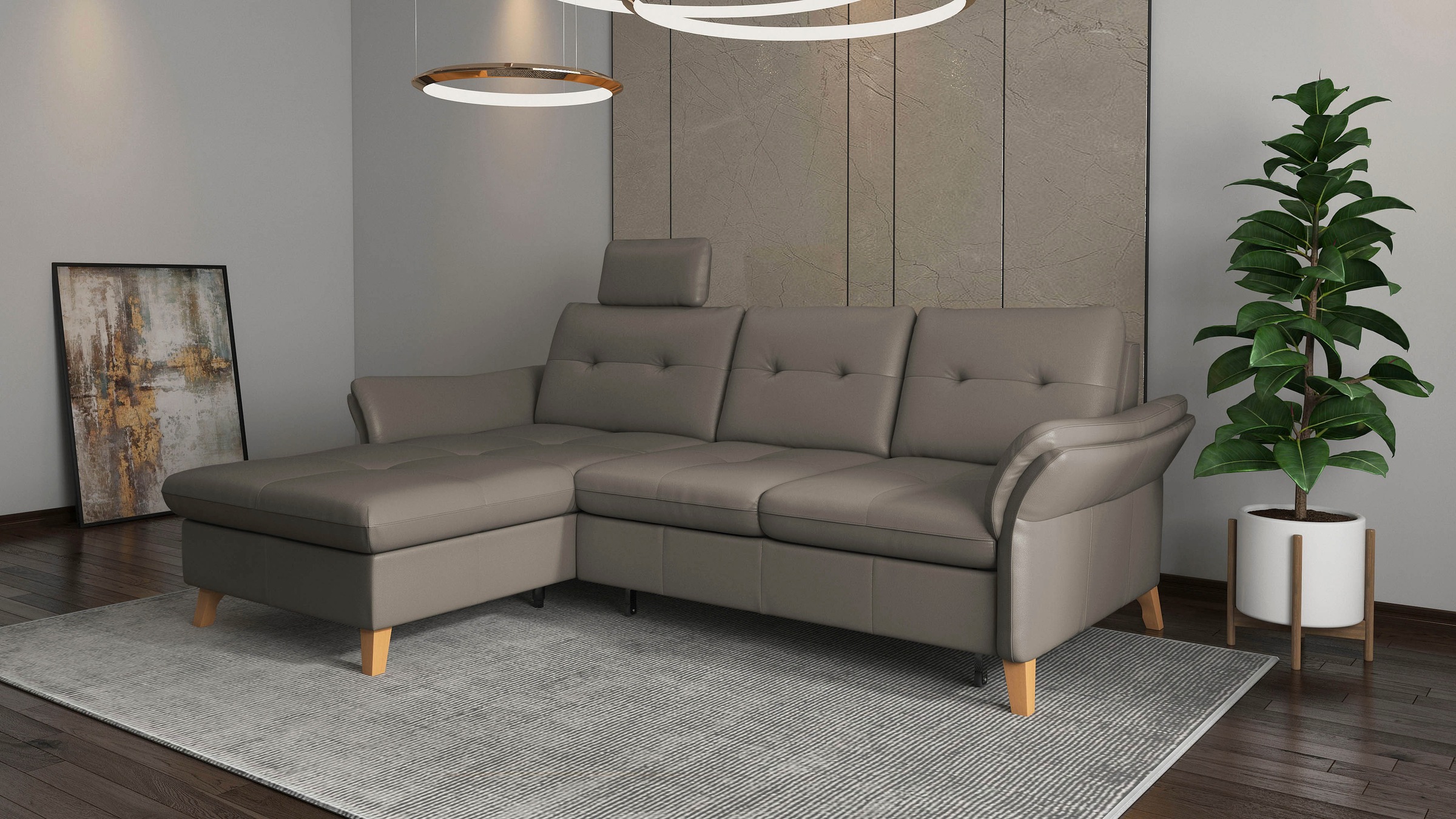 sit&more Ecksofa »Göteborg«, Sitztiefenverstellung und Federkern, wahlweise mit Bettfunktion