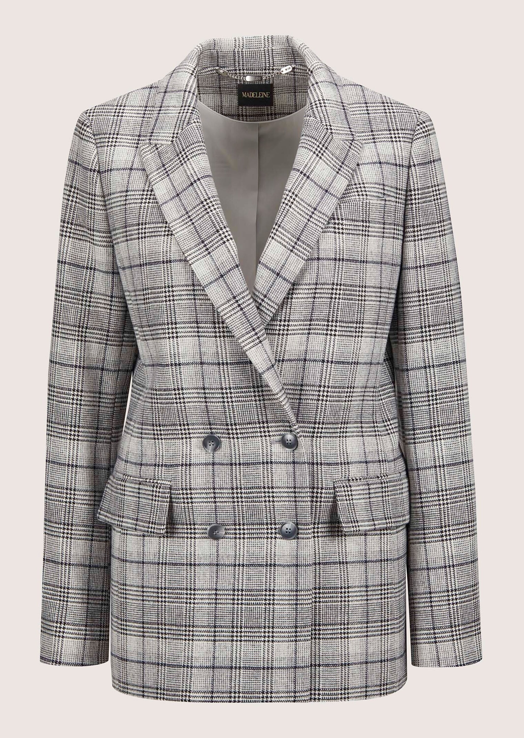 MADELEINE "Blazer Langer Karo-Blazer mit langem Revers"