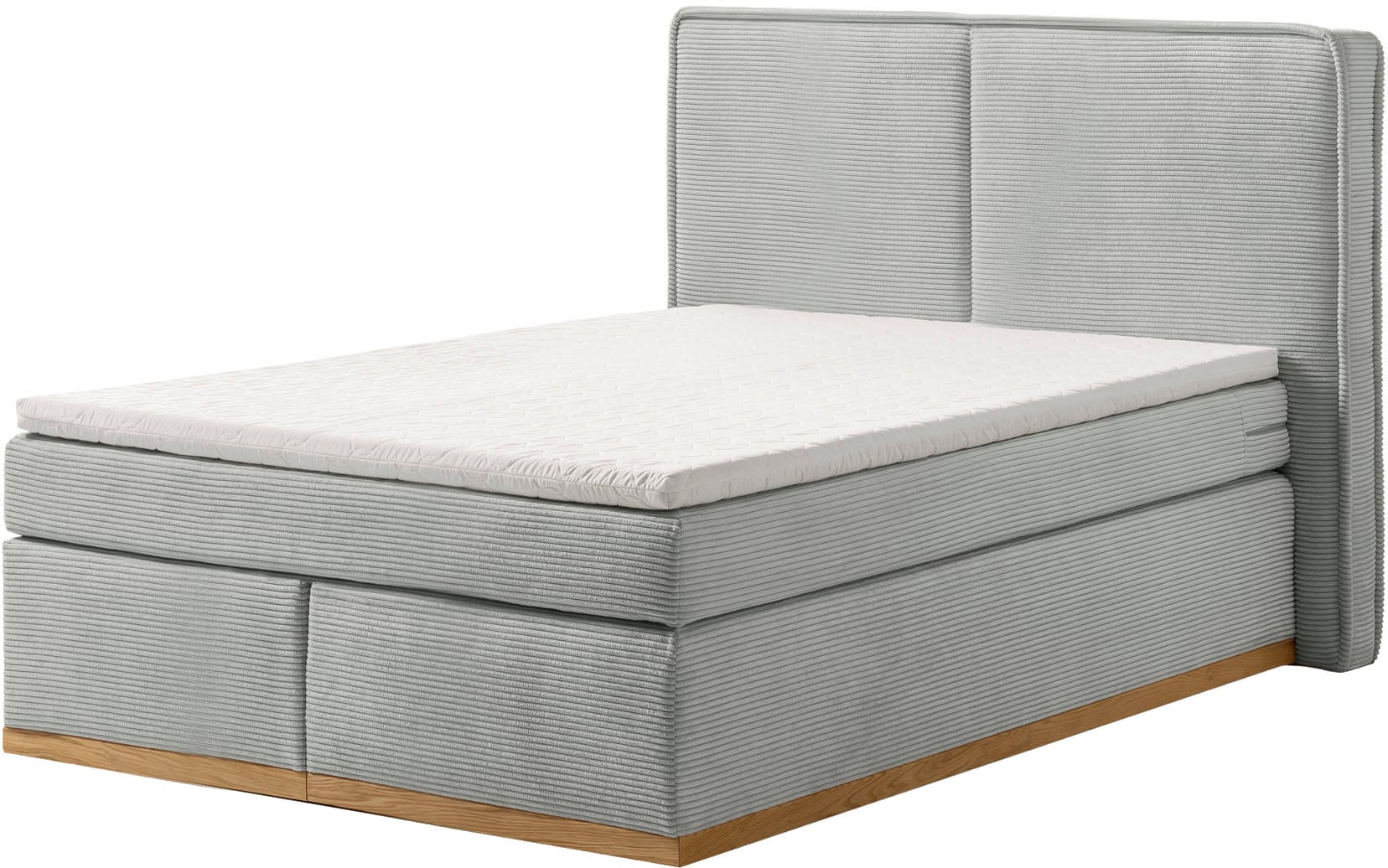 Home affaire Boxspringbett »SHERWOOD Hotelbett, Polsterbett«, Hochwertiger Cord,weiche Velours-Struktur, mit Topper, Eiche