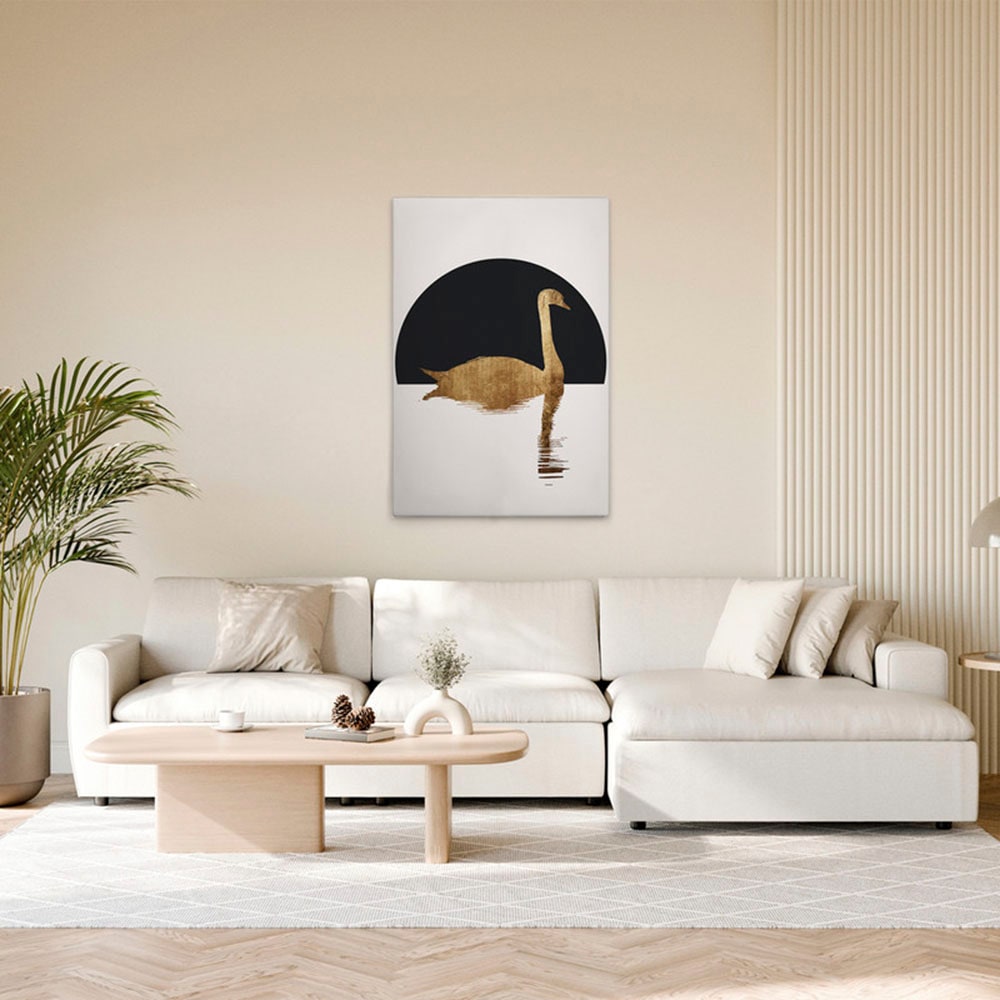 A.S. Création Leinwandbild "The Swan 1 - Wandbild Creme Schwarz Gold Keilra günstig online kaufen