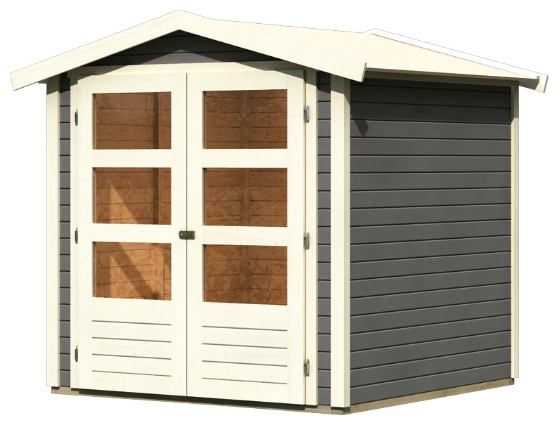 Karibu Gartenhaus »Amberg 2«, (Set), anthrazit, naturbelassen oder terragrau