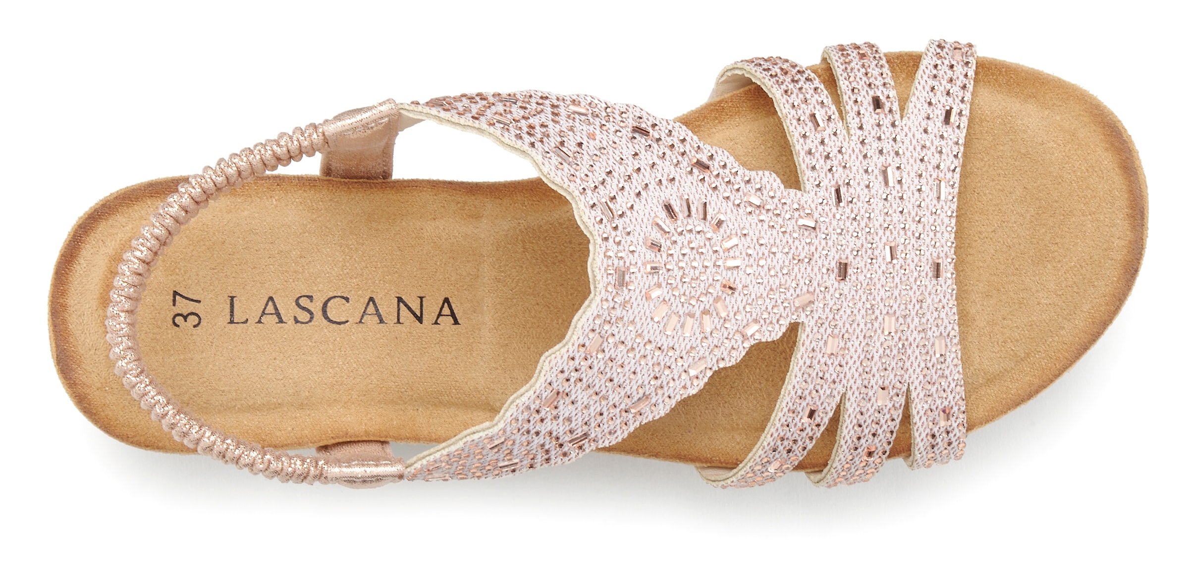 LASCANA Sandalette, Sandale, Sommerschuh mit Glitzerdetails und elastischem Riemchen