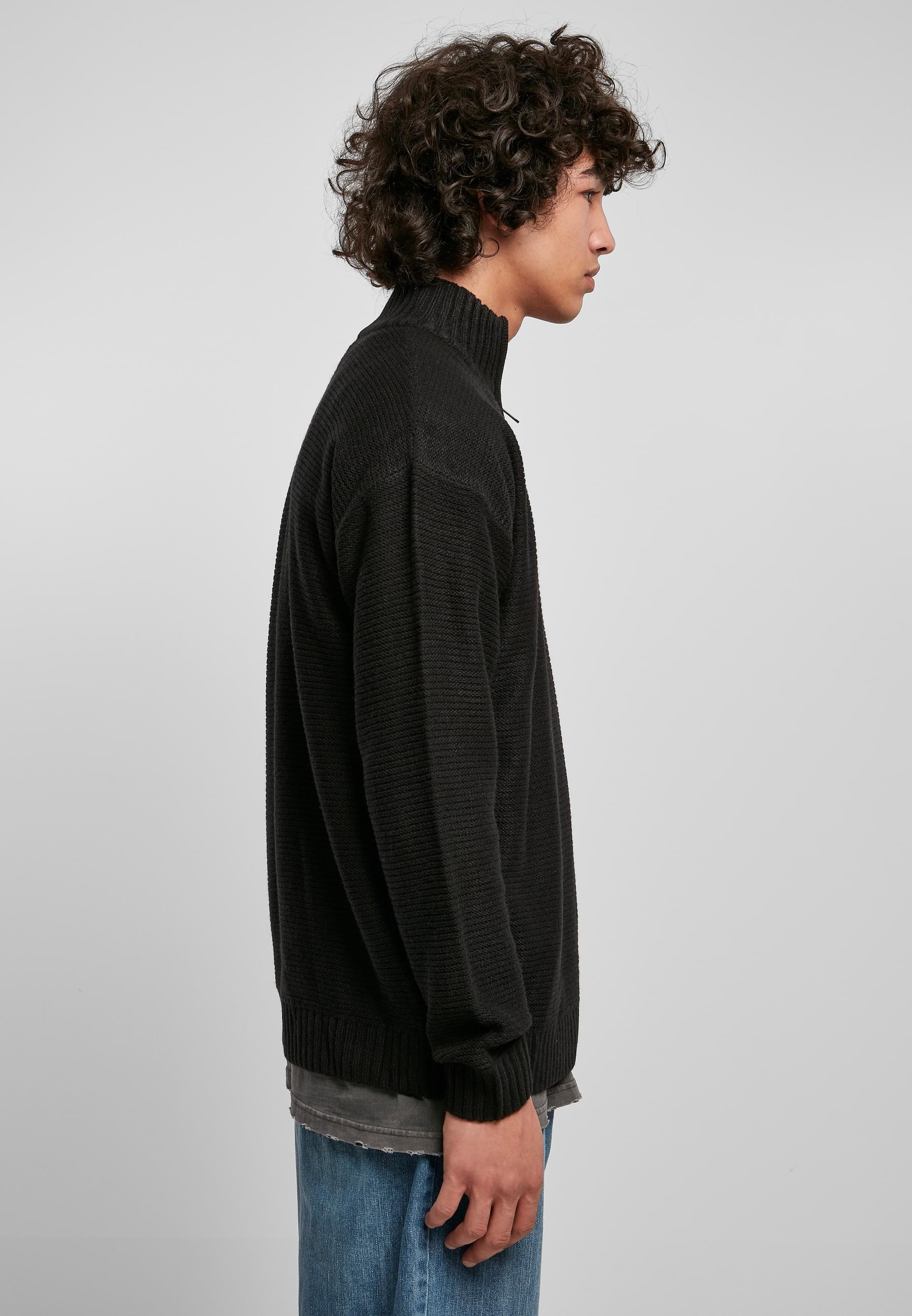 URBAN CLASSICS Sweater »Urban Classics Herren Knit Troyer«, (1 tlg.)
