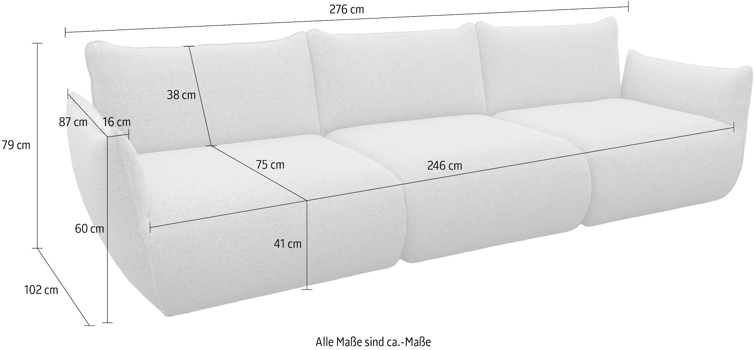 DOMO collection Big-Sofa »800 022 in 2 Breiten, Taschenfederkern für hohen Sitzkomfort«