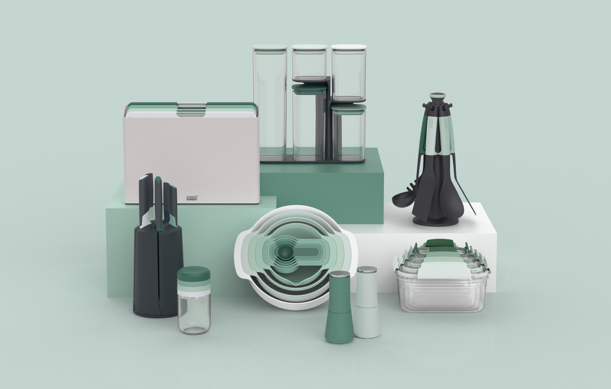 Joseph Joseph Schneidebrett »Folio™«, (Set), doppelseitig, messerfreundliche Oberfläche
