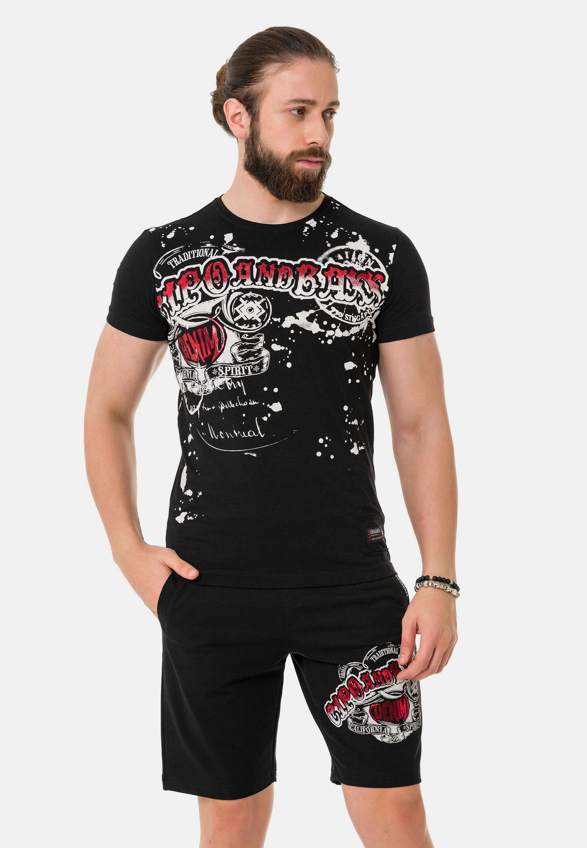 Cipo & Baxx T-Shirt »T-Shirt«, mit Rundhalsausschnitt