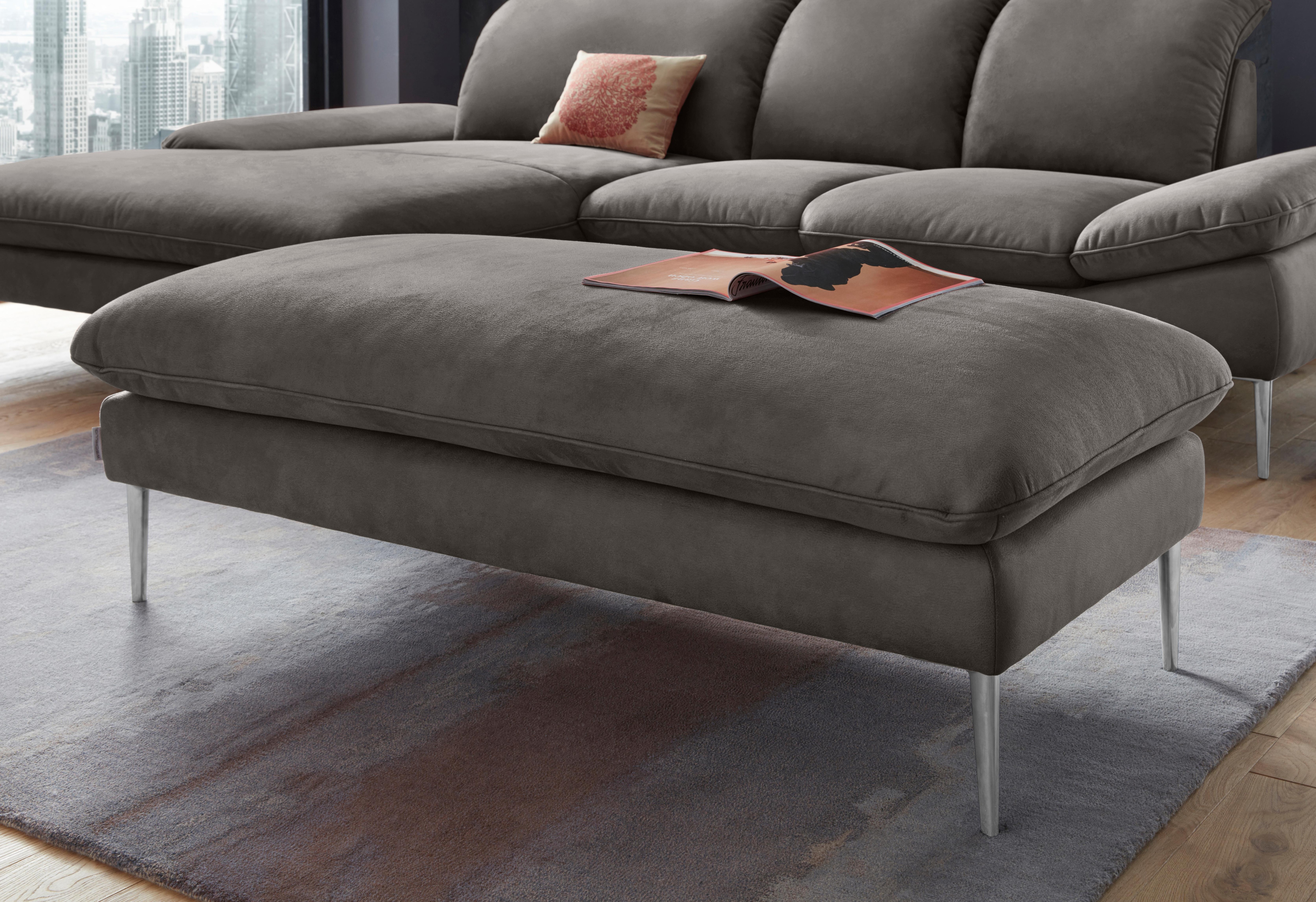 W.SCHILLIG Hocker "enjoy&MORE" Füße Chrom glänzend, Breite 151 cm