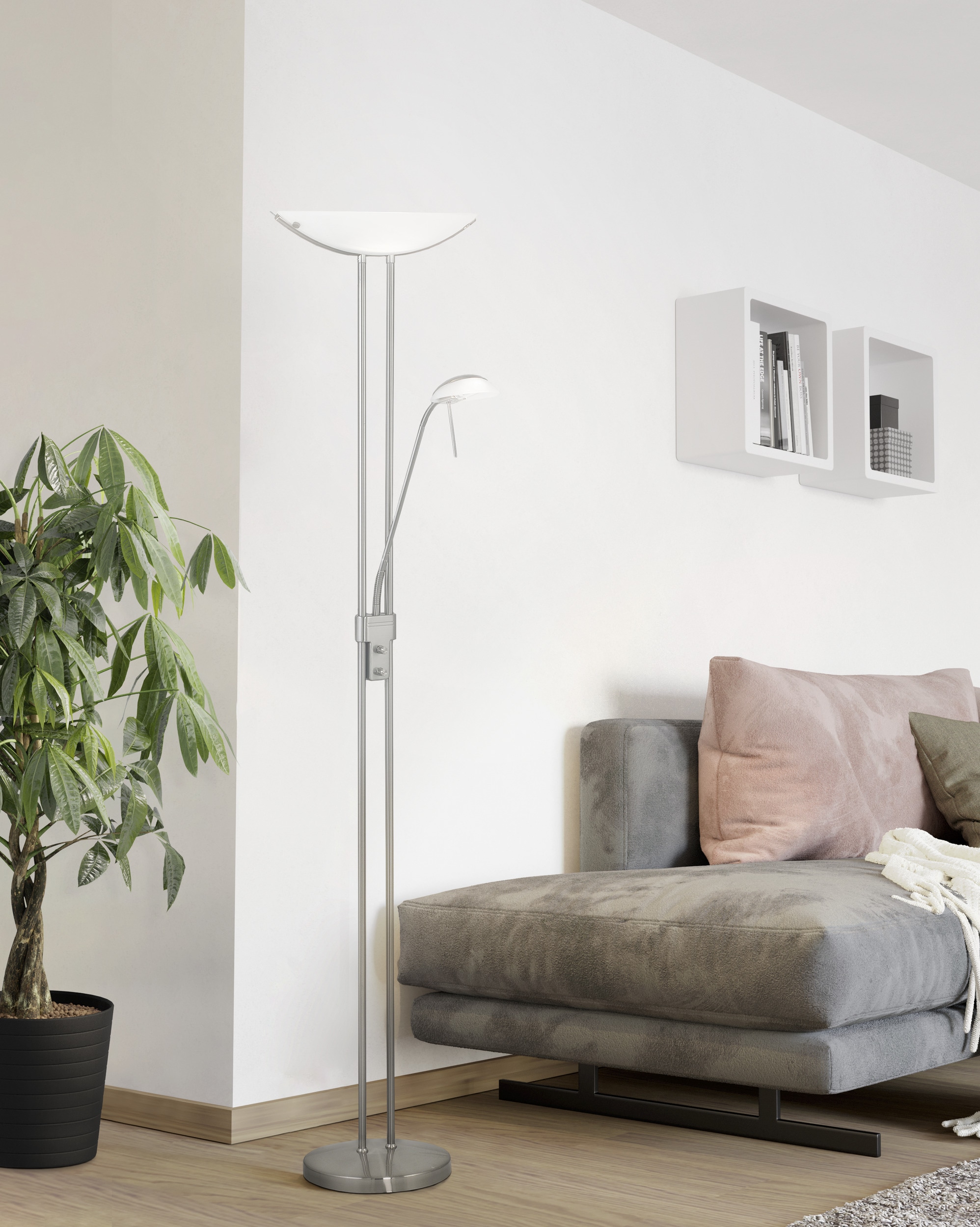 EGLO Stehlampe »BAYA Stehlampe - Stahl - R7S;G9 - 1X230W;1X33W - IP20« LED-Modul 1 Stk. Standleuchte, Leselampe, Wohzimmer, Schlafzimmer, L44 x H180 cm