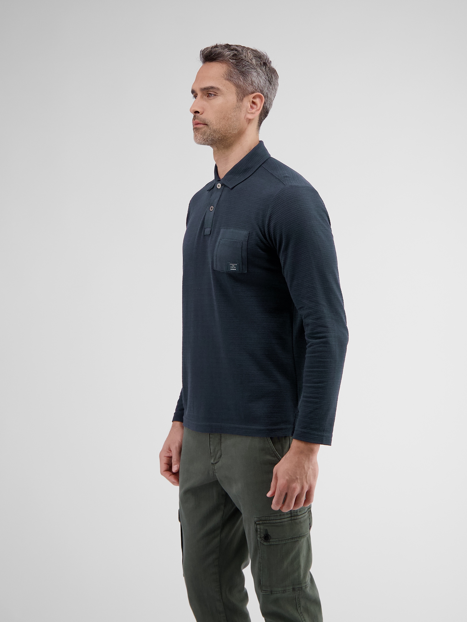 LERROS Poloshirt »LERROS Langarmpolo in Struktur-Baumwollqualität«