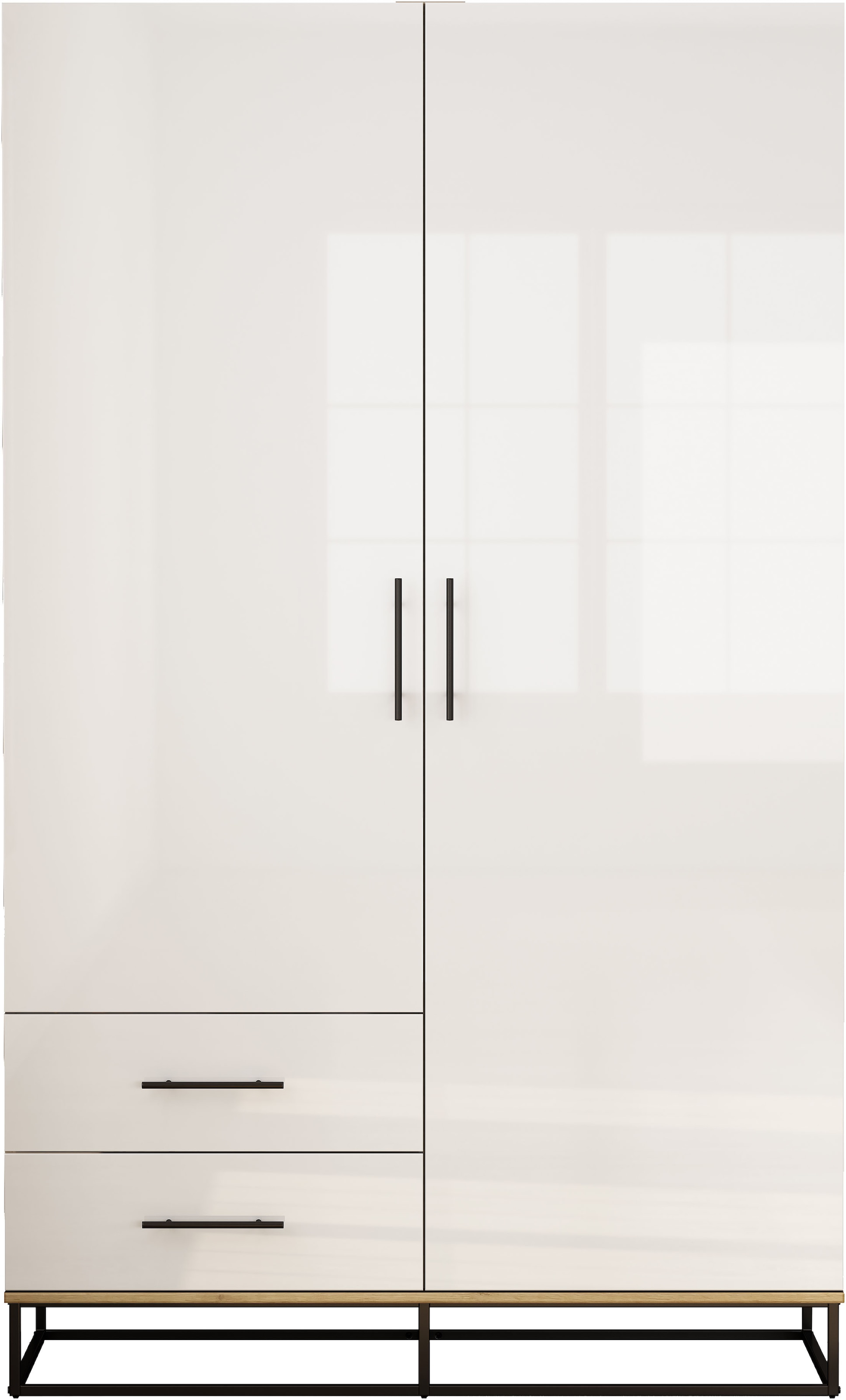 OTTO home Kleiderschrank »Lucca Schlafzimmerschrank Garderobe Hochglanz Bestseller« Hochwertige schwarze Griffe und Kufengestell aus Metall, 