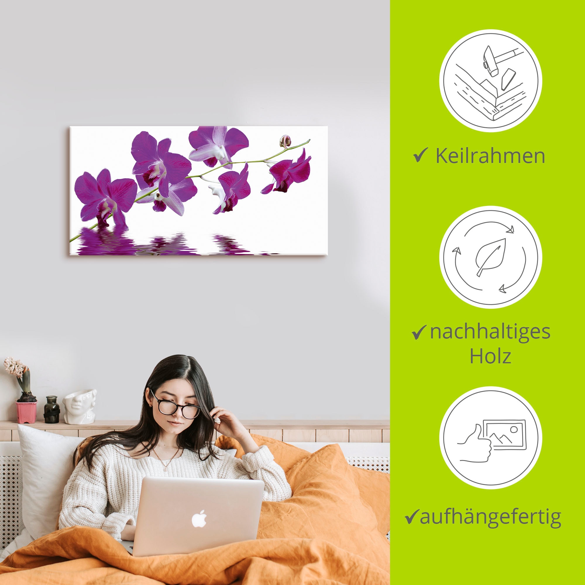 Artland Leinwandbild »Violette Orchideen«, Blumen, (1 St.), auf Keilrahmen gespannt