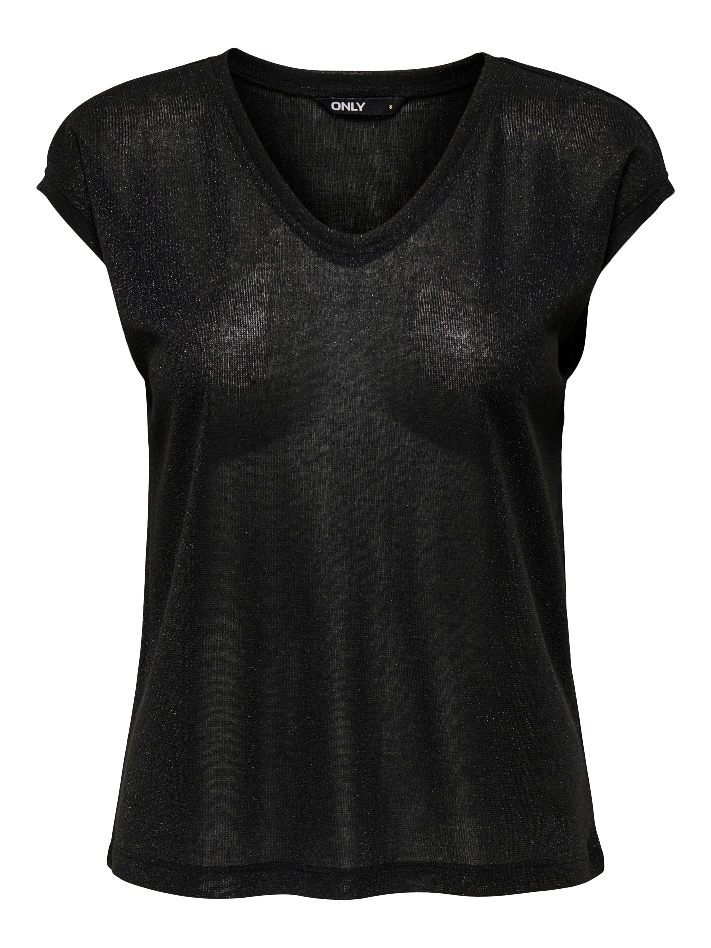 ONLY CARMAKOMA Kurzarmshirt "CARSILVERY S/S V NECK LUREX TOP JRS NOOS" günstig online kaufen
