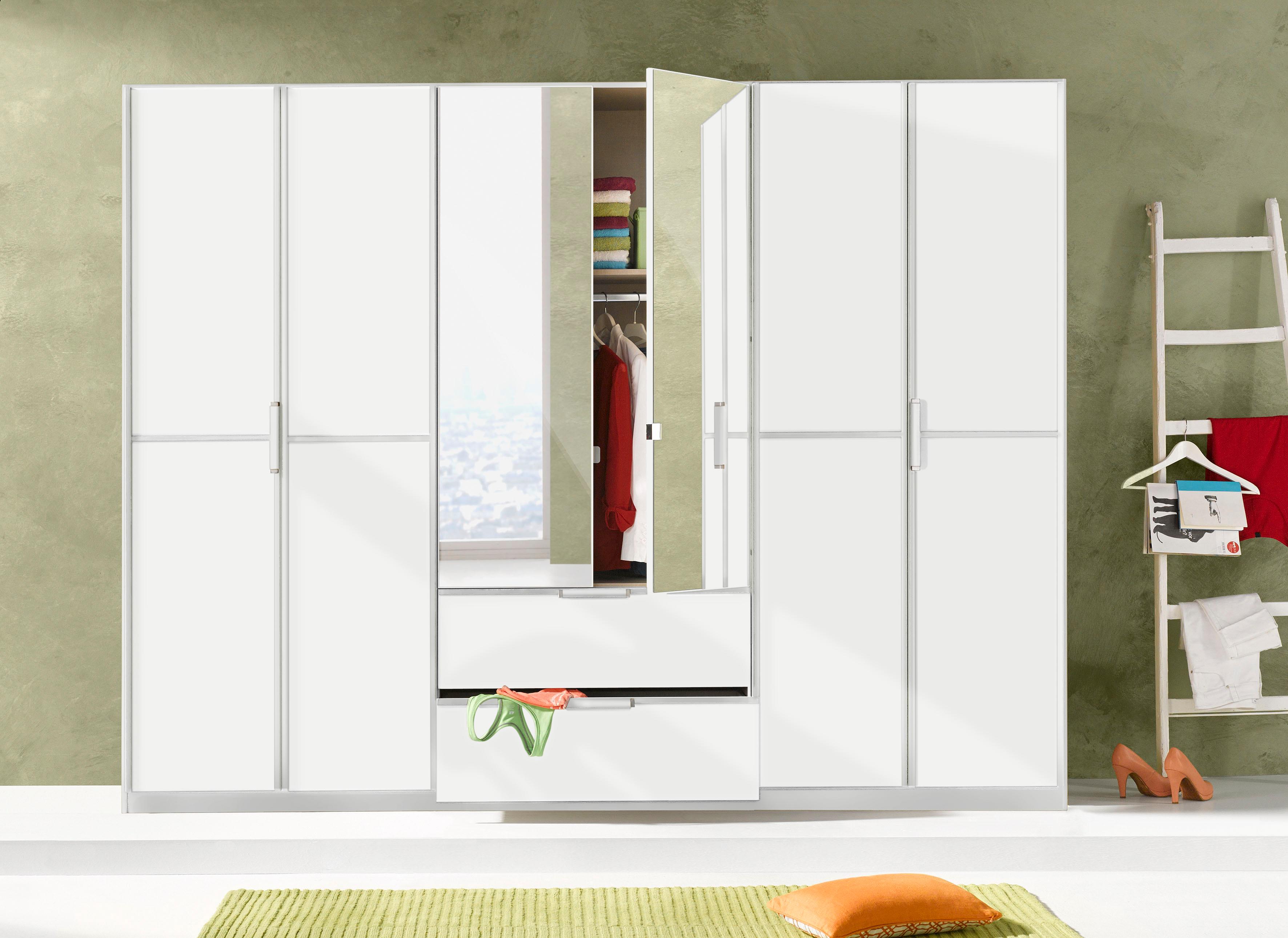 rauch Kleiderschrank "Schrank Drehtürenschrank Garderobe Ankleide Schlafzimmer ESSENSA" Breiten: 136/181/226/271 cm, Höhen 210/229 cm, voll aufgelegte Spiegeltüren, 2 große Schubladen MADE IN GERMANY