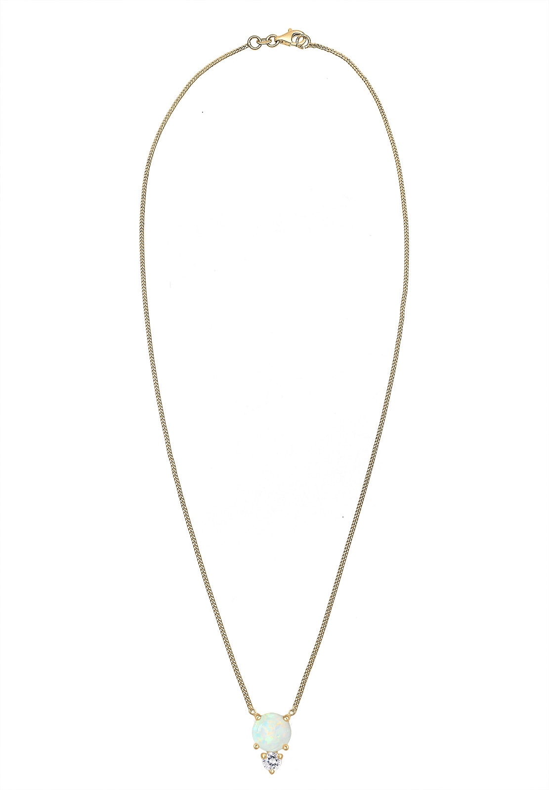 Elli Collierkettchen »Zirkonia Synthetischer Opal Weiß 925 Sterling Silber vergoldet«