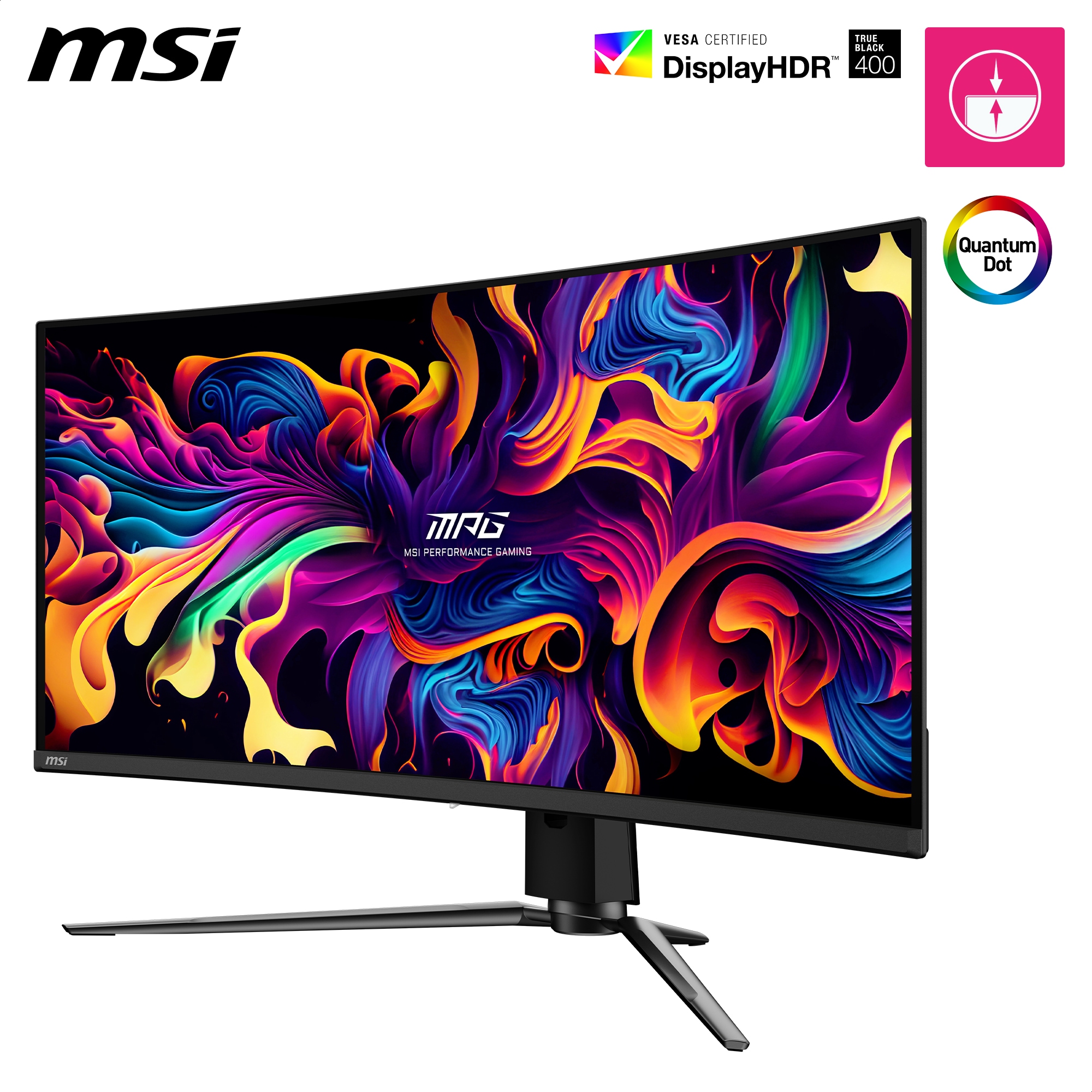 MSI Curved-Gaming-OLED-Monitor »MPG 341CQPX QD-OLED«, 86,8 cm/34 Zoll, 3440 x 1440 px, UWQHD, 0,03 ms Reaktionszeit, 240 Hz, 3 Jahre Herstellergarantie, höhenverstellbar, USB-C