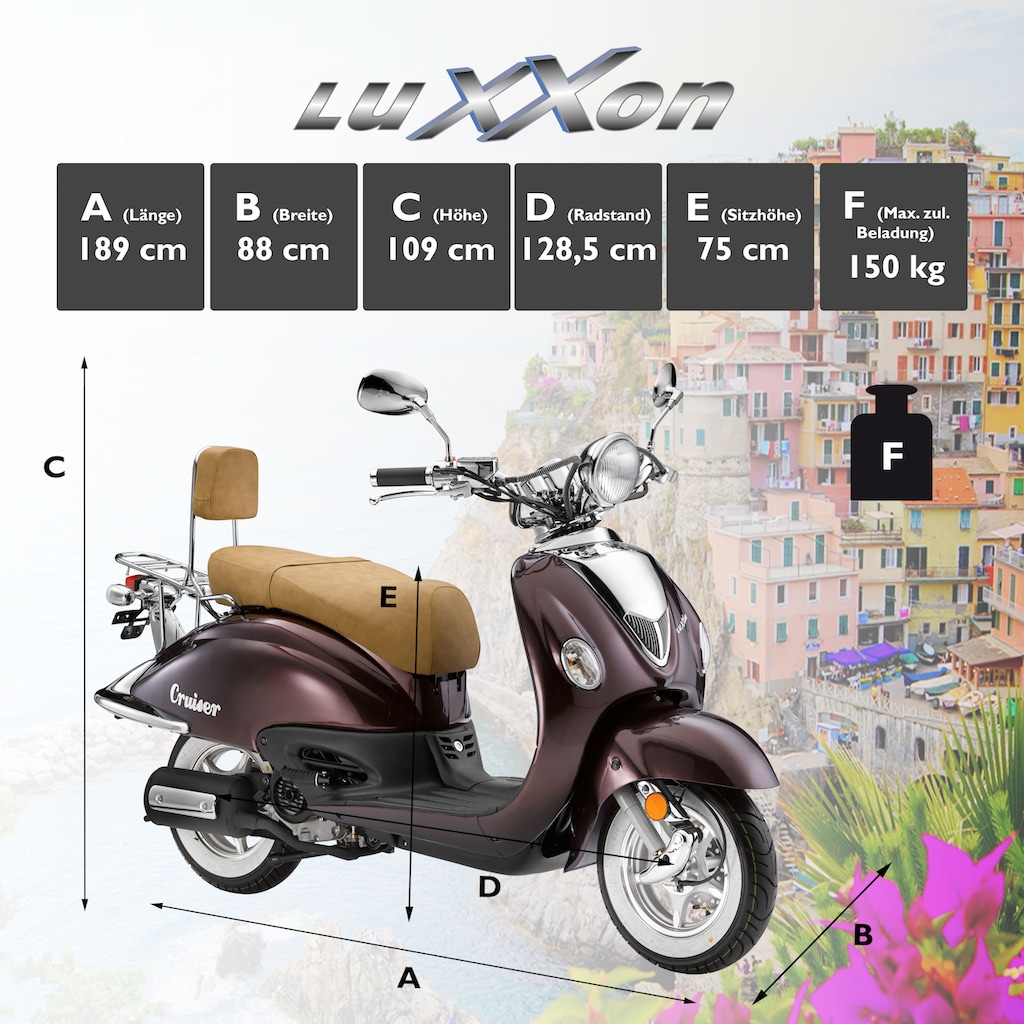 Luxxon Motorroller »Cruiser«, 50 cm³, 45 km/h, Euro 5, 3 PS