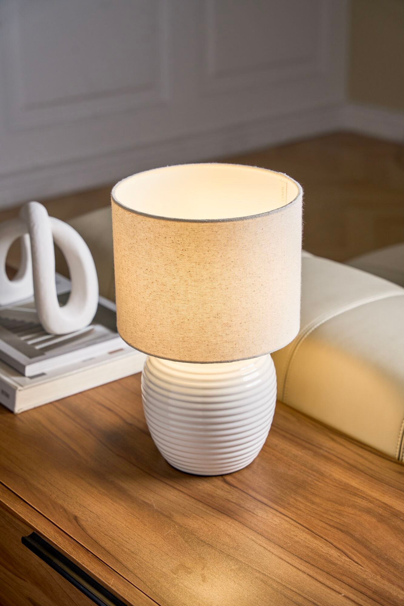 Pauleen Tischleuchte »Lovely Charm max.20W E14 Beige/Creme 230V Stoff/Keramik« E14 1 Stk. IP20